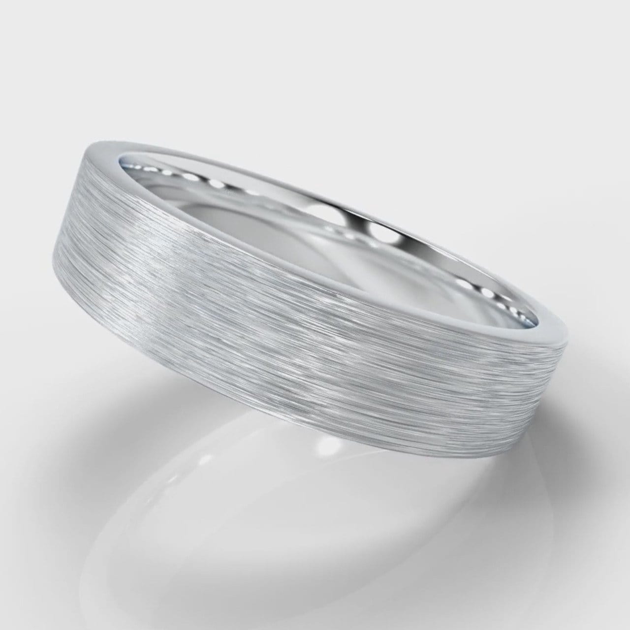 5mm Flat Top Comfort Fit Brushed Wedding Ring