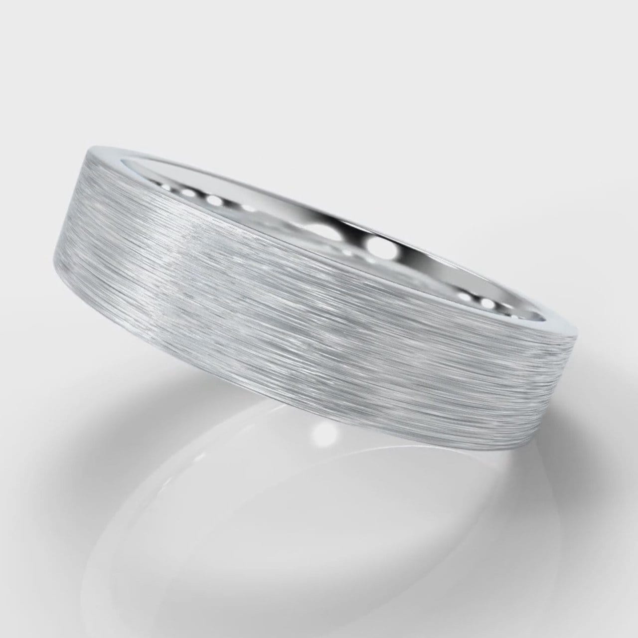 5mm Flat Top Comfort Fit Brushed Wedding Ring