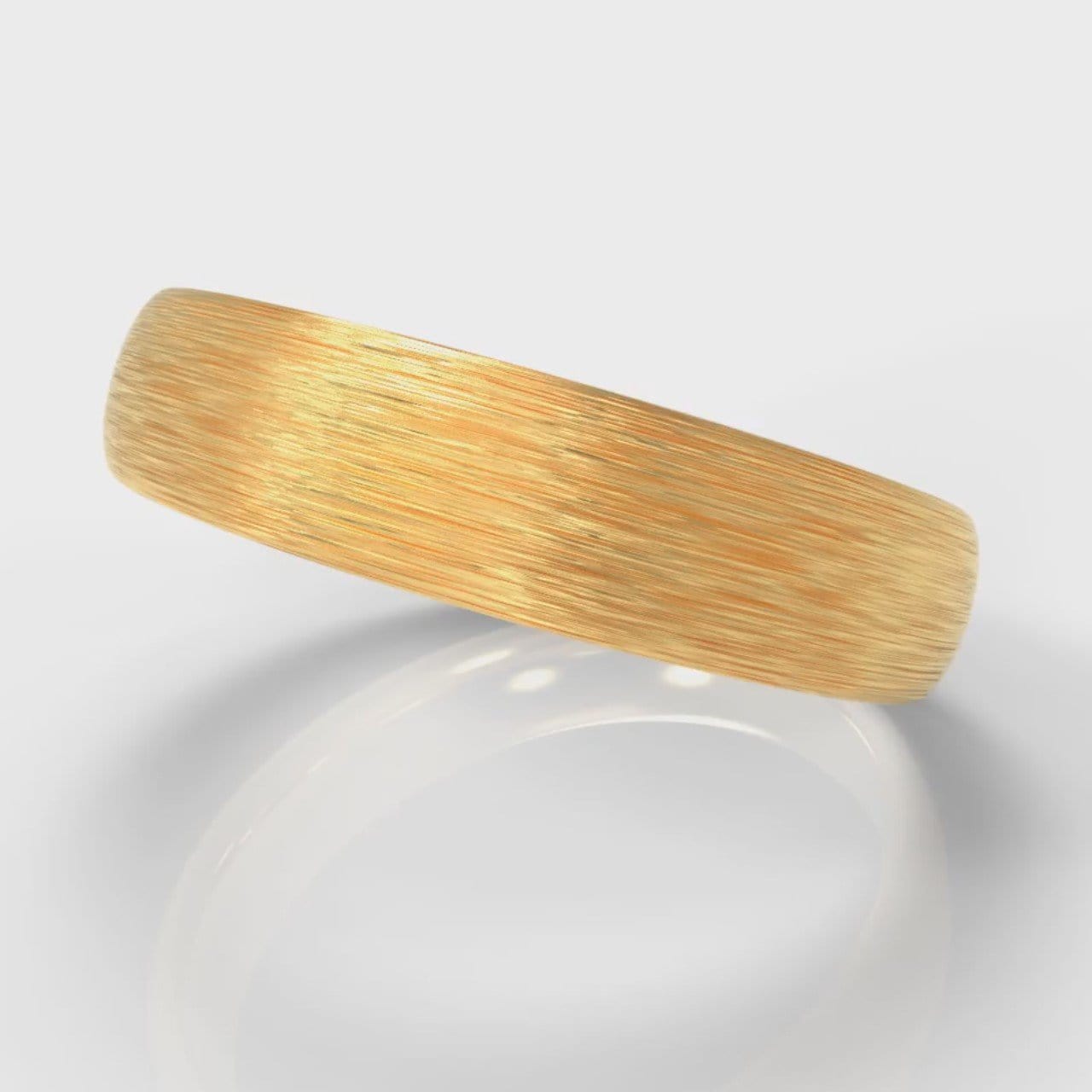 5mm Court Shaped Comfort Fit Brushed Wedding Ring - Yellow Gold