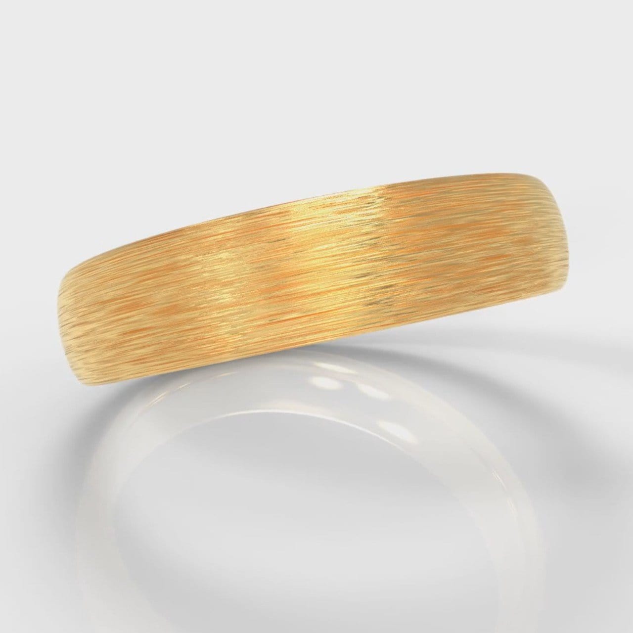 5mm Court Shaped Comfort Fit Brushed Wedding Ring - Yellow Gold