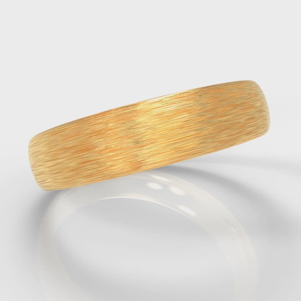 5mm Court Shaped Comfort Fit Brushed Wedding Ring - Yellow Gold