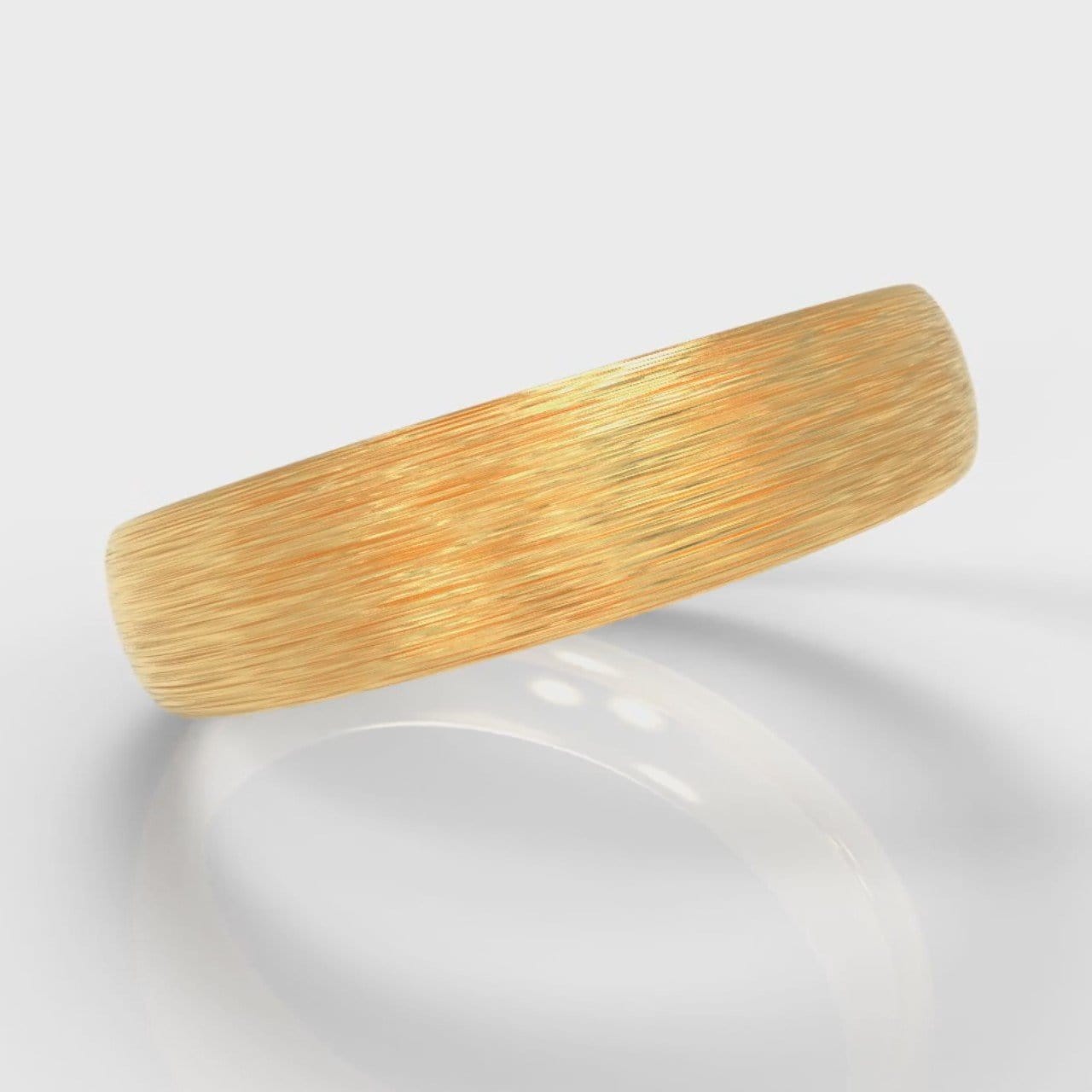 5mm Court Shaped Comfort Fit Brushed Wedding Ring - Yellow Gold