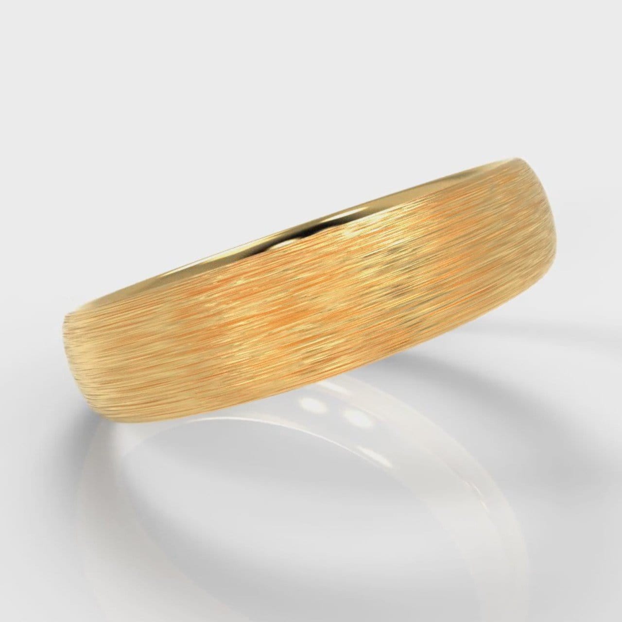 5mm Court Shaped Comfort Fit Brushed Wedding Ring - Yellow Gold