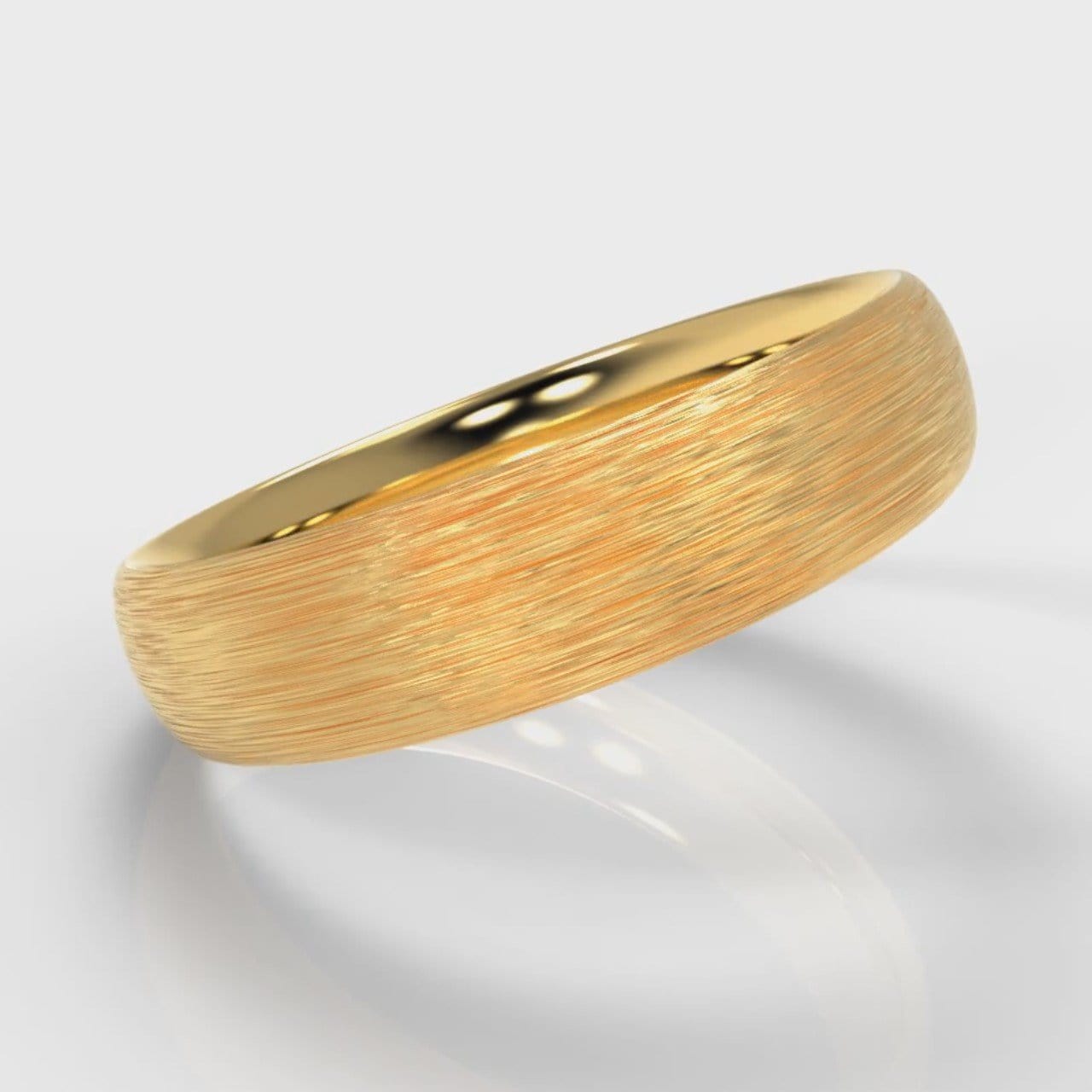 5mm Court Shaped Comfort Fit Brushed Wedding Ring - Yellow Gold