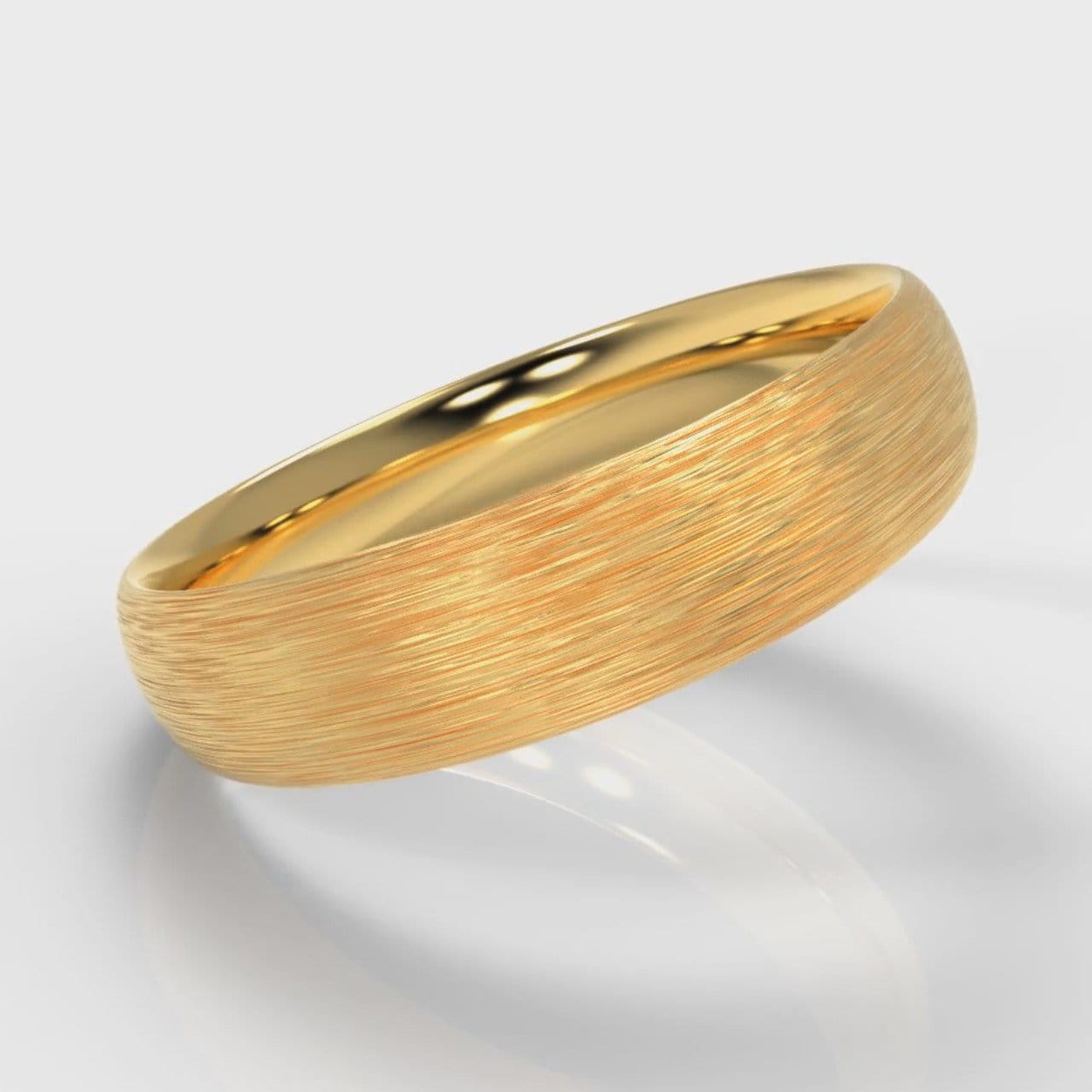 5mm Court Shaped Comfort Fit Brushed Wedding Ring - Yellow Gold
