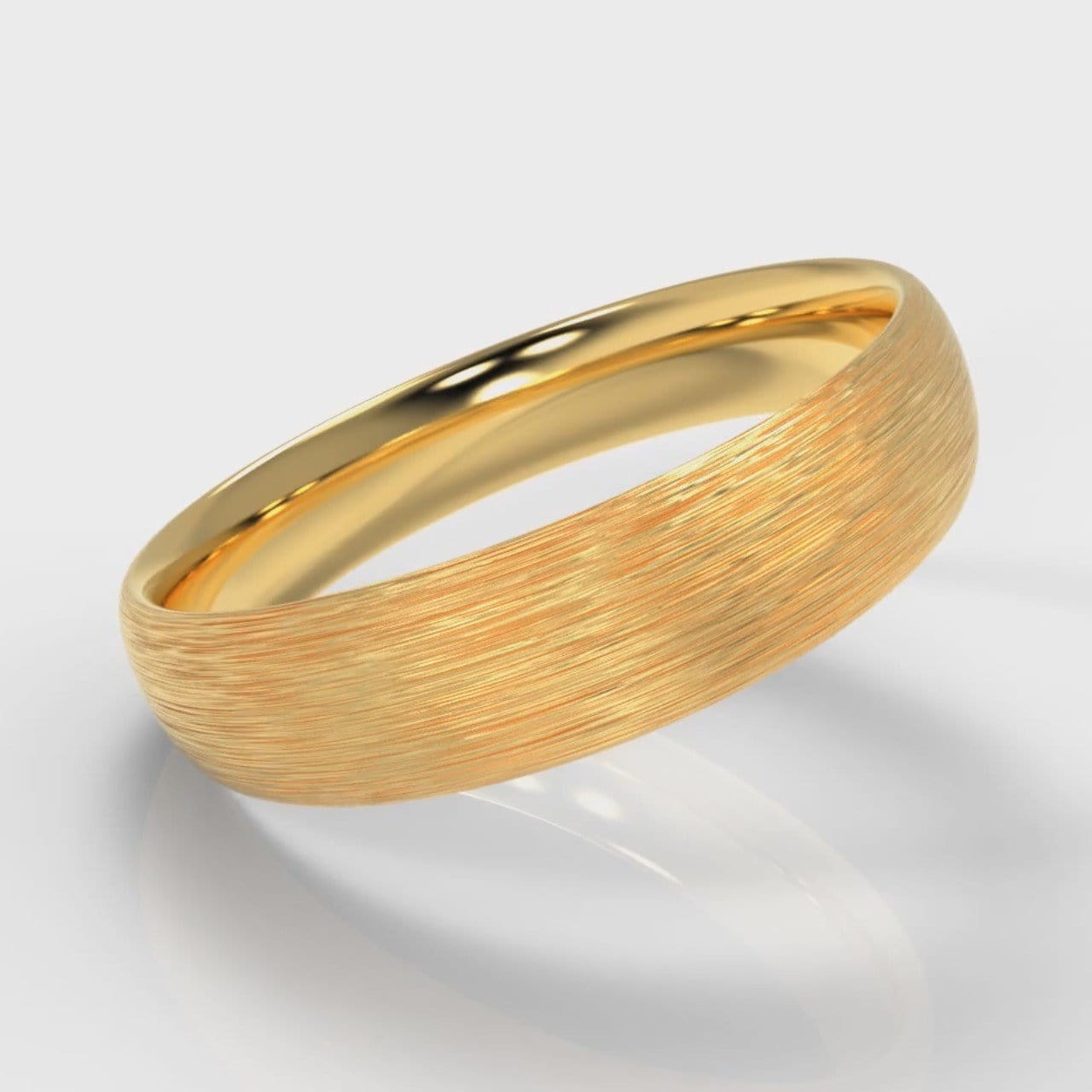 5mm Court Shaped Comfort Fit Brushed Wedding Ring - Yellow Gold