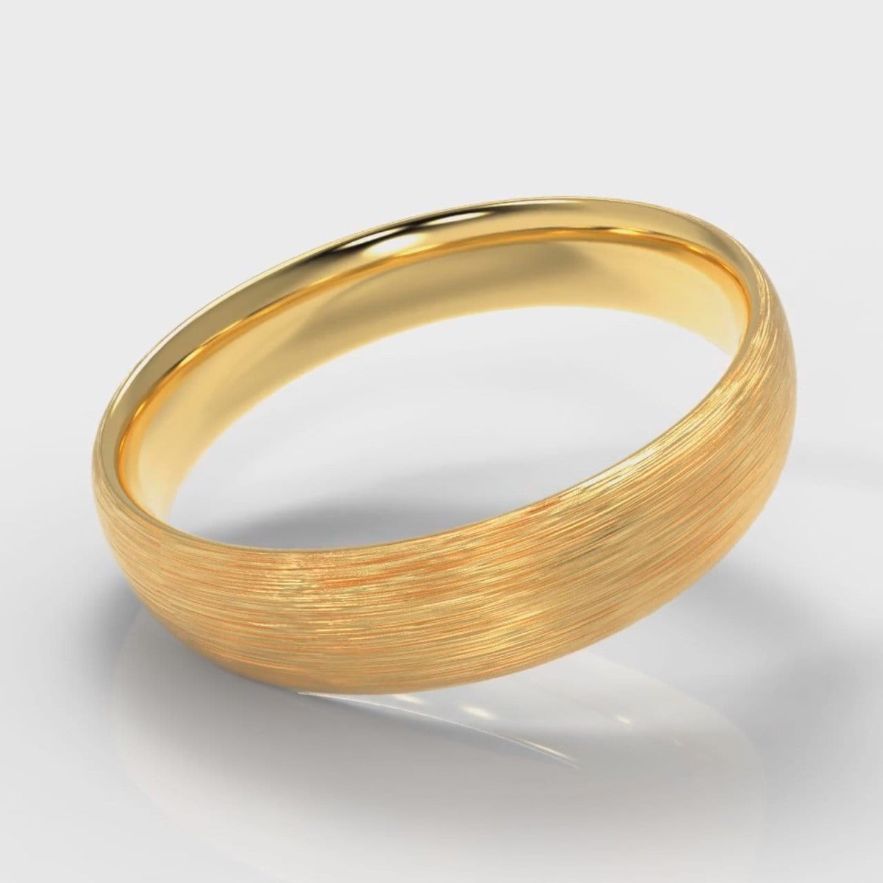 5mm Court Shaped Comfort Fit Brushed Wedding Ring - Yellow Gold