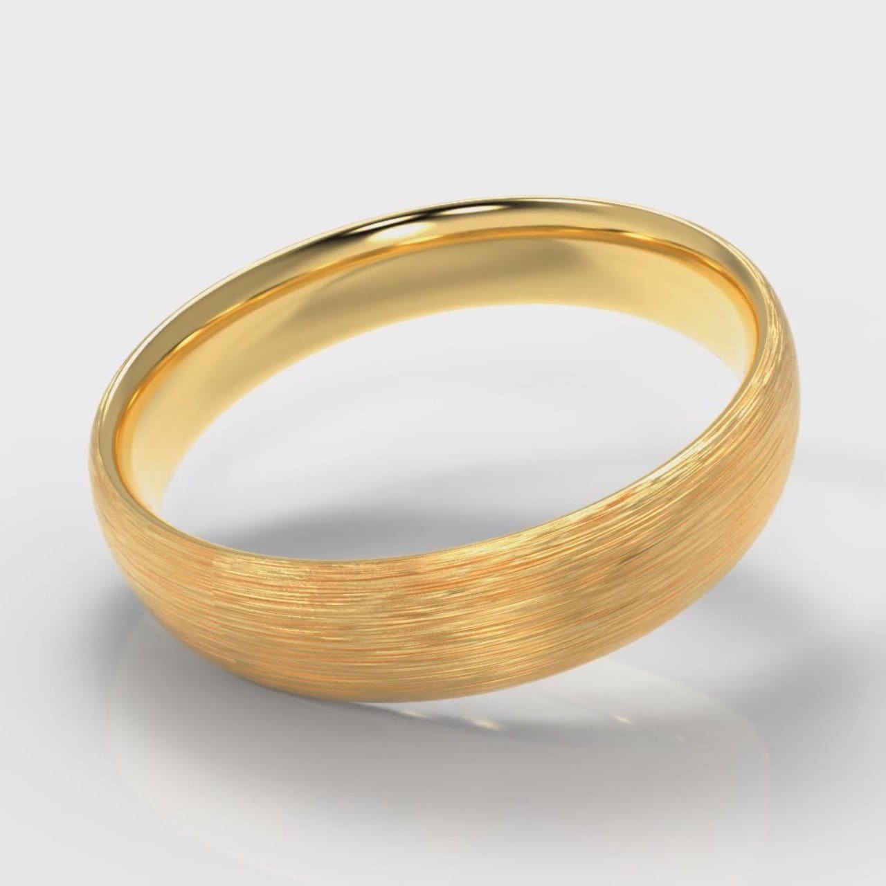 5mm Court Shaped Comfort Fit Brushed Wedding Ring - Yellow Gold