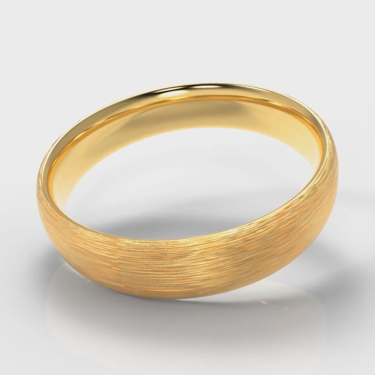 5mm Court Shaped Comfort Fit Brushed Wedding Ring - Yellow Gold