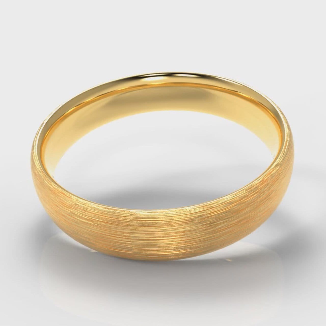 5mm Court Shaped Comfort Fit Brushed Wedding Ring - Yellow Gold