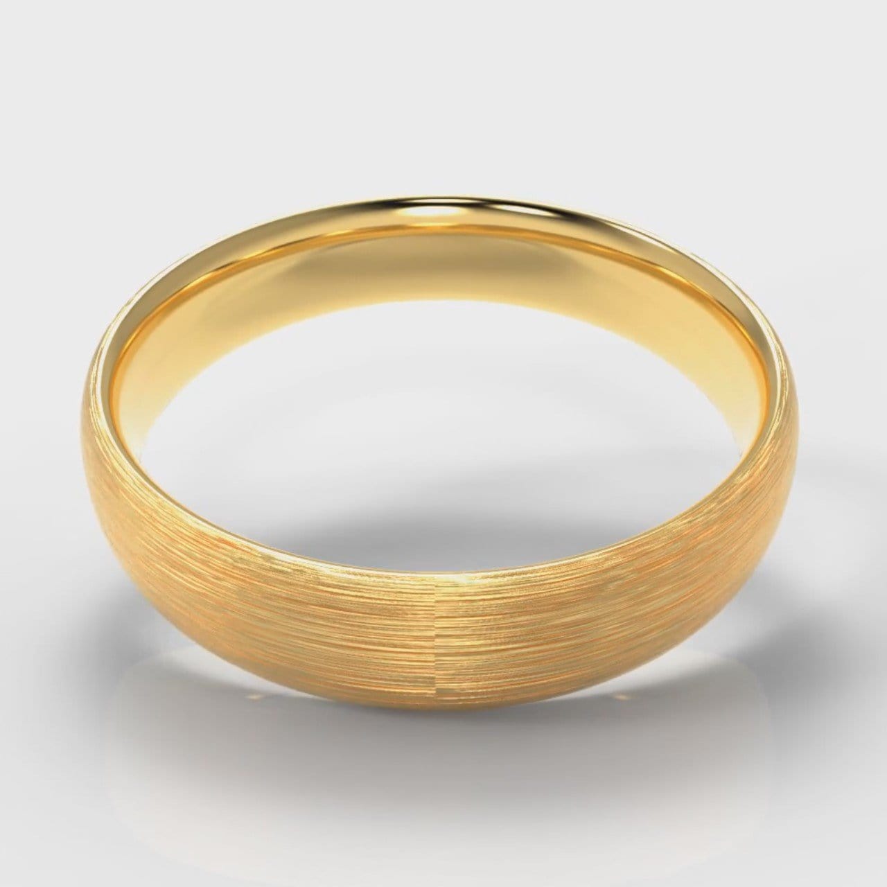 5mm Court Shaped Comfort Fit Brushed Wedding Ring - Yellow Gold