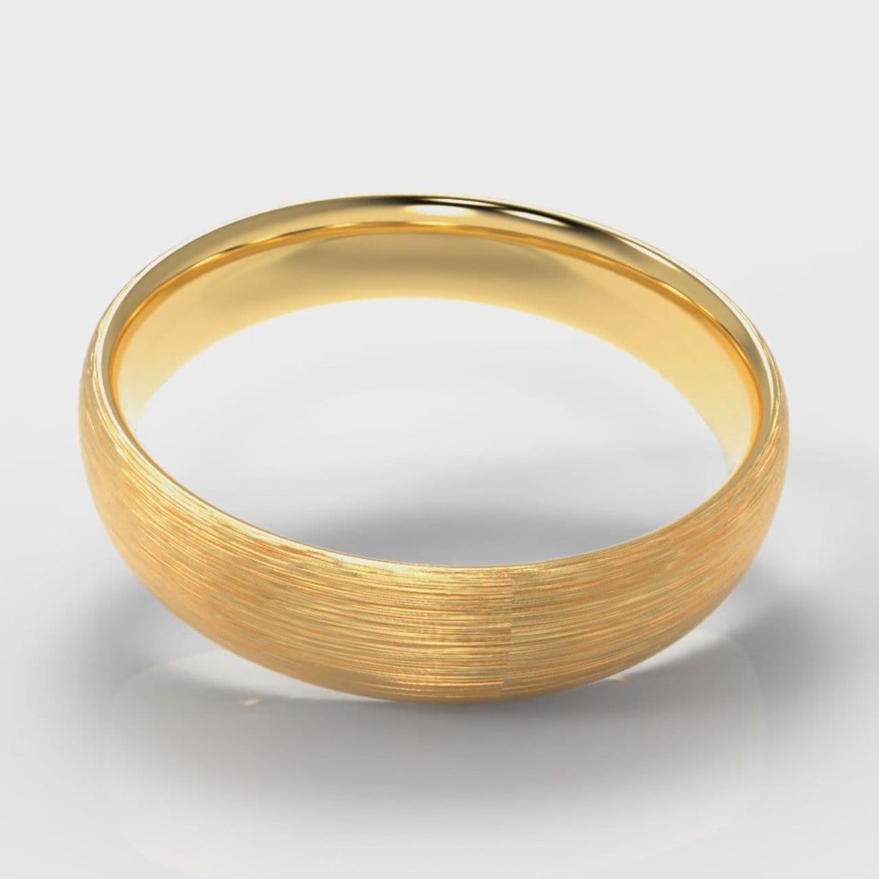5mm Court Shaped Comfort Fit Brushed Wedding Ring - Yellow Gold