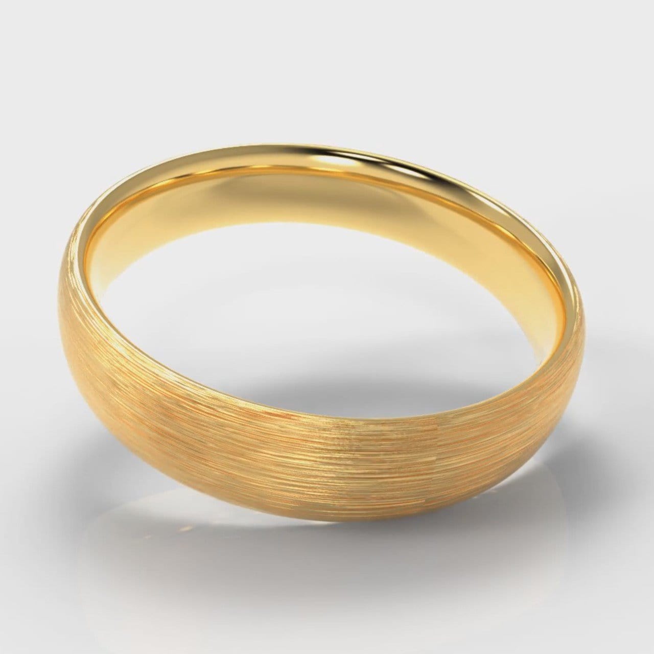 5mm Court Shaped Comfort Fit Brushed Wedding Ring - Yellow Gold