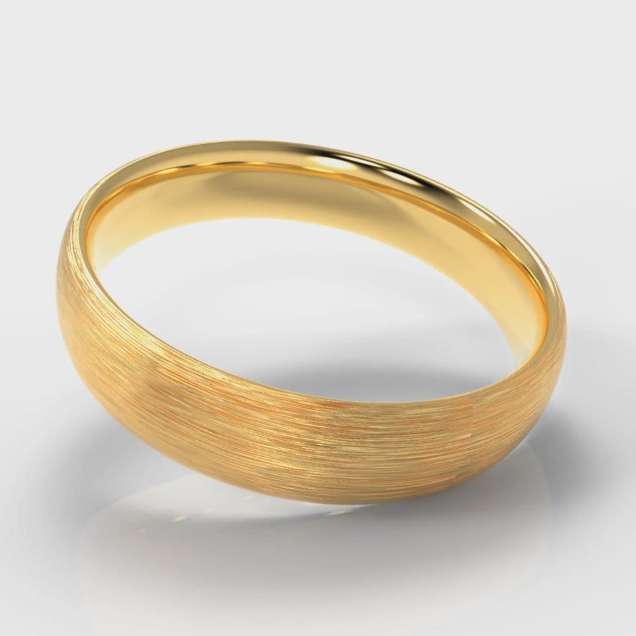 5mm Court Shaped Comfort Fit Brushed Wedding Ring - Yellow Gold