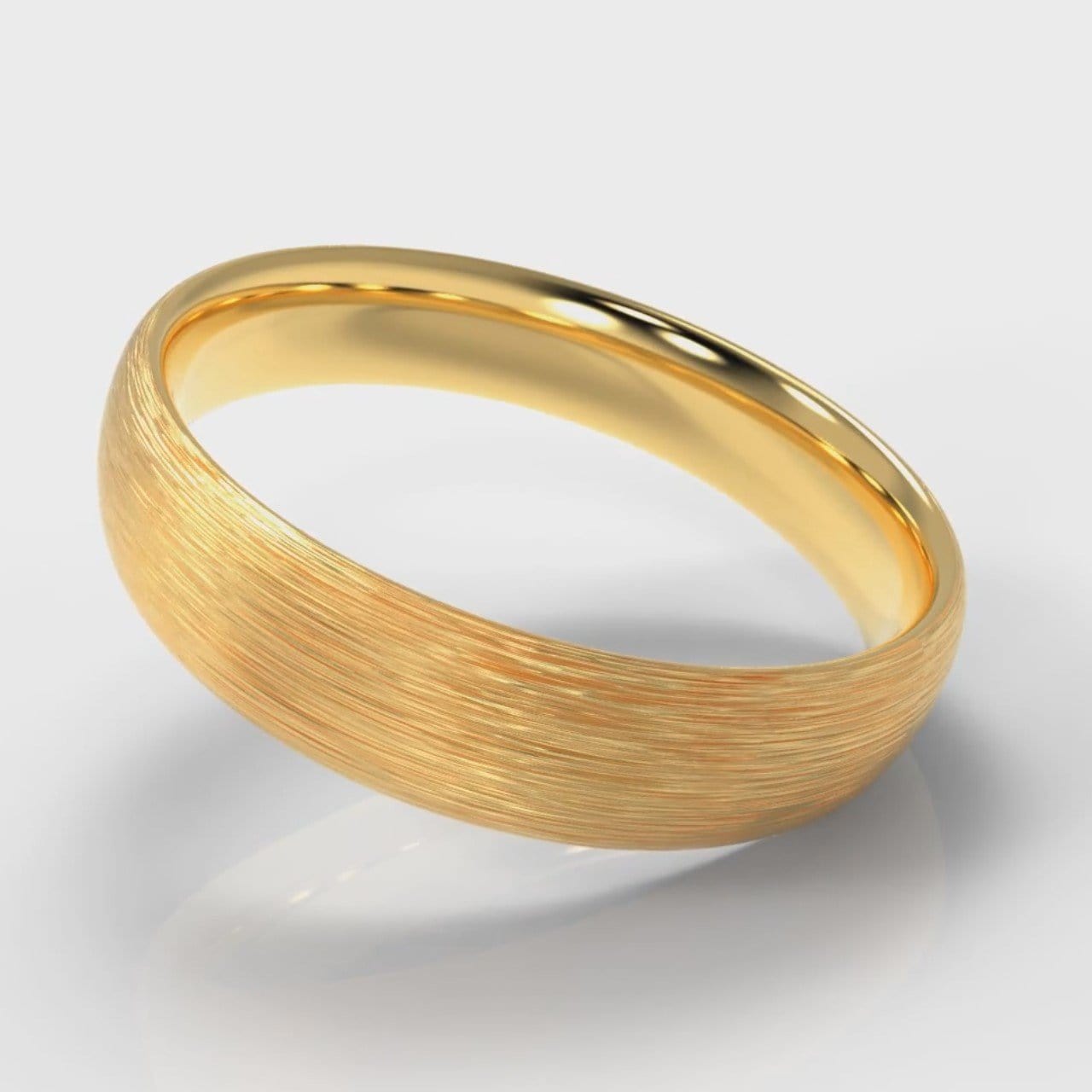 5mm Court Shaped Comfort Fit Brushed Wedding Ring - Yellow Gold