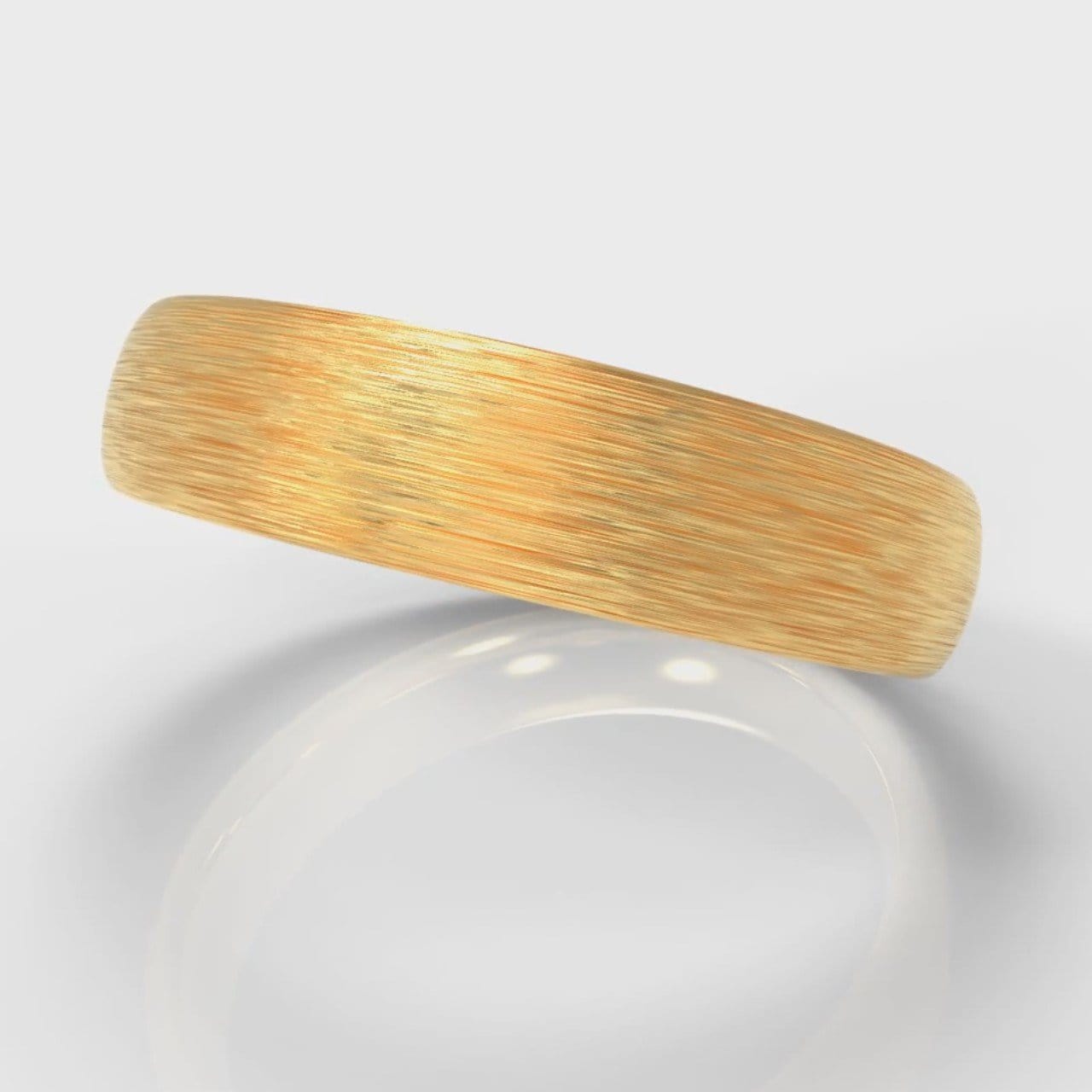 5mm Court Shaped Comfort Fit Brushed Wedding Ring - Yellow Gold