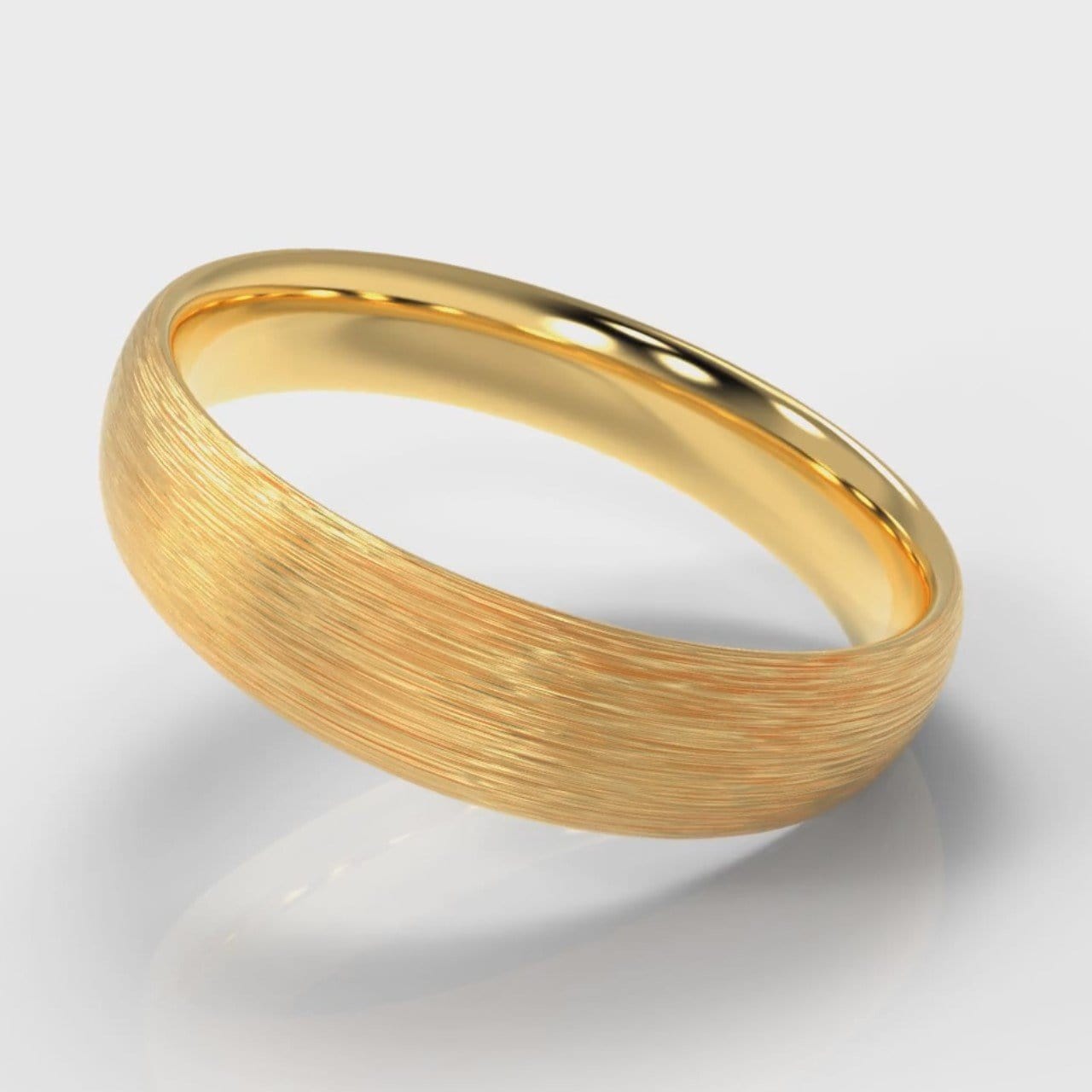 5mm Court Shaped Comfort Fit Brushed Wedding Ring - Yellow Gold