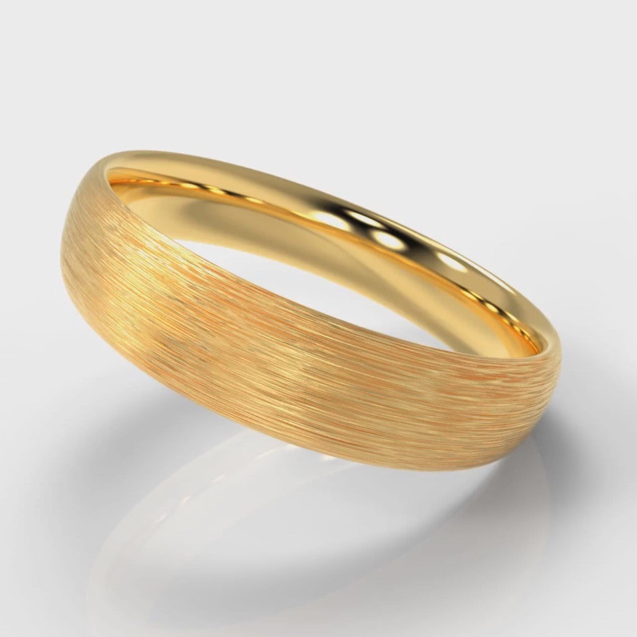 5mm Court Shaped Comfort Fit Brushed Wedding Ring - Yellow Gold