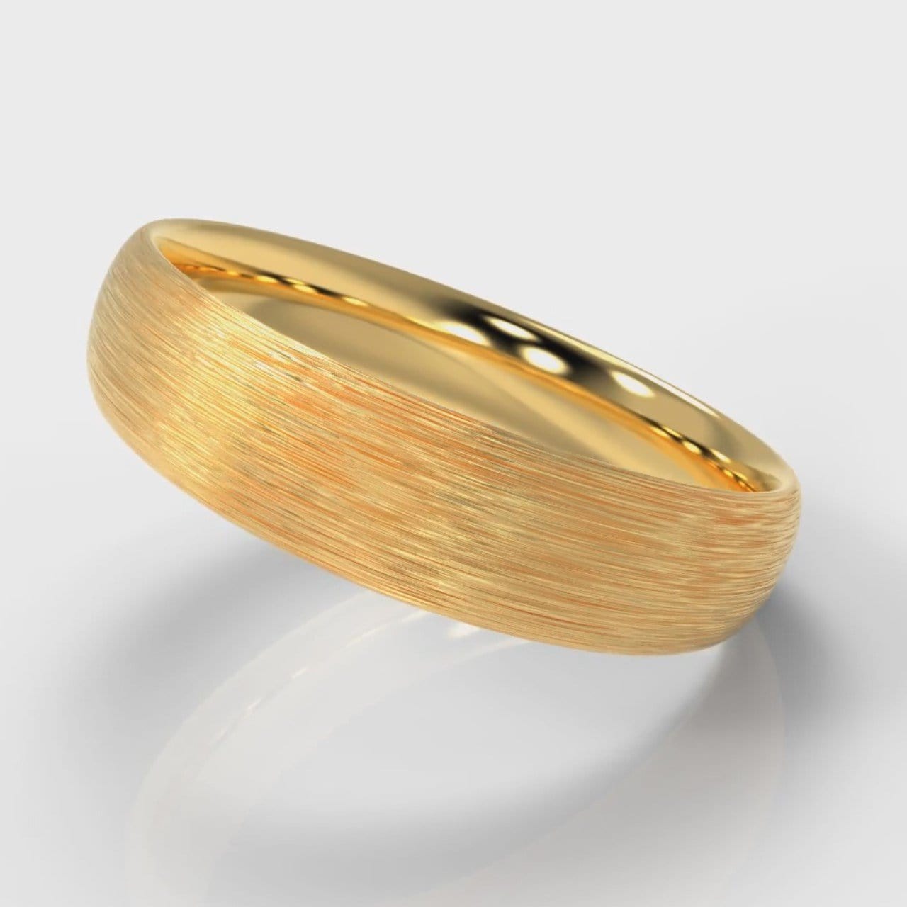 5mm Court Shaped Comfort Fit Brushed Wedding Ring - Yellow Gold