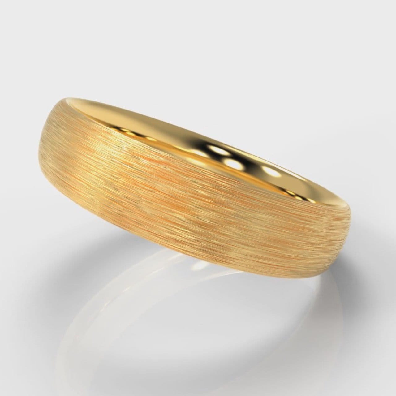 5mm Court Shaped Comfort Fit Brushed Wedding Ring - Yellow Gold