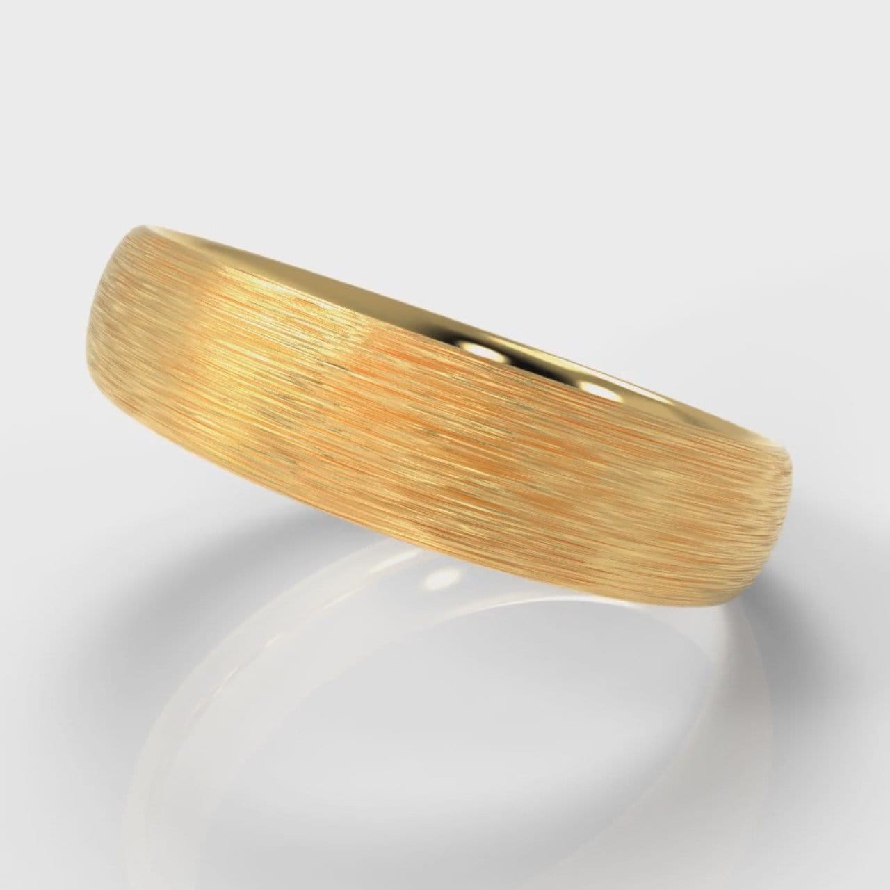 5mm Court Shaped Comfort Fit Brushed Wedding Ring - Yellow Gold