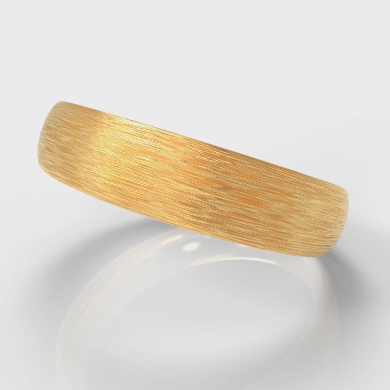 5mm Court Shaped Comfort Fit Brushed Wedding Ring - Yellow Gold