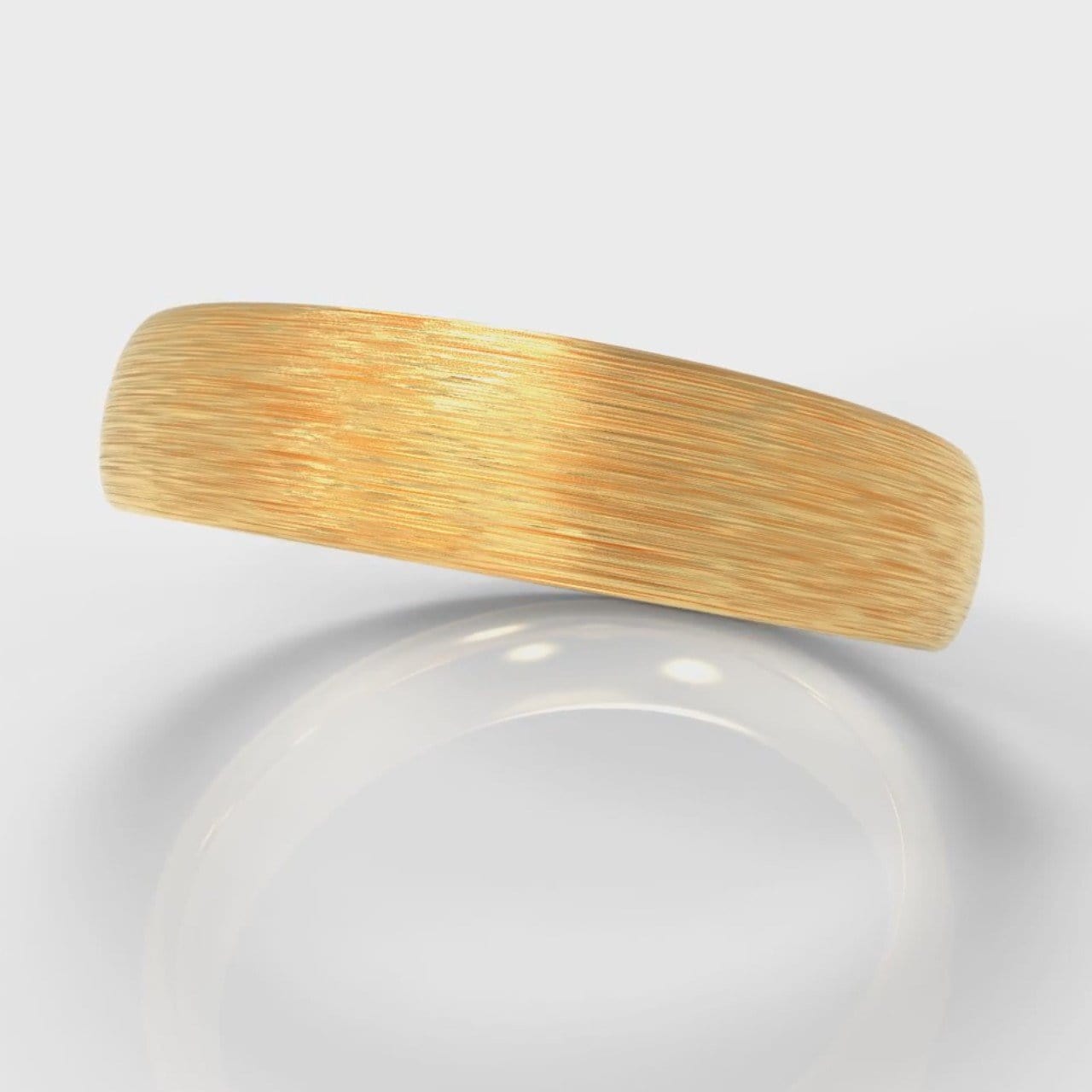 5mm Court Shaped Comfort Fit Brushed Wedding Ring - Yellow Gold