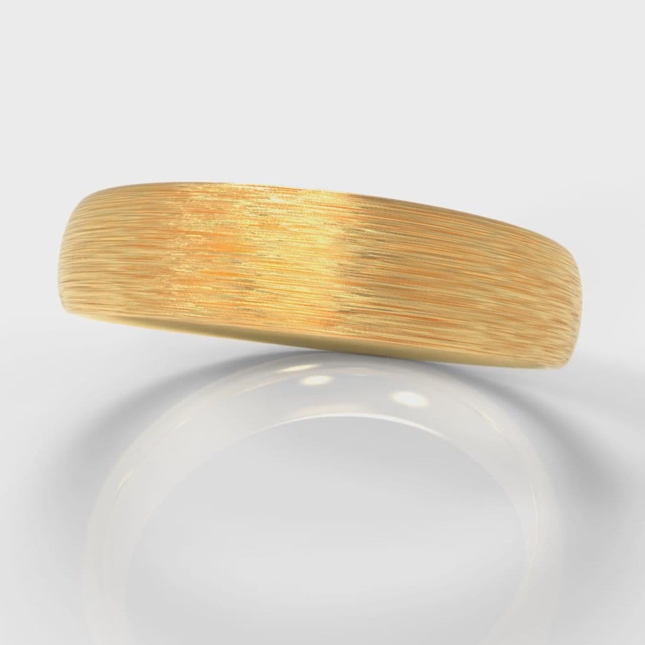 5mm Court Shaped Comfort Fit Brushed Wedding Ring - Yellow Gold