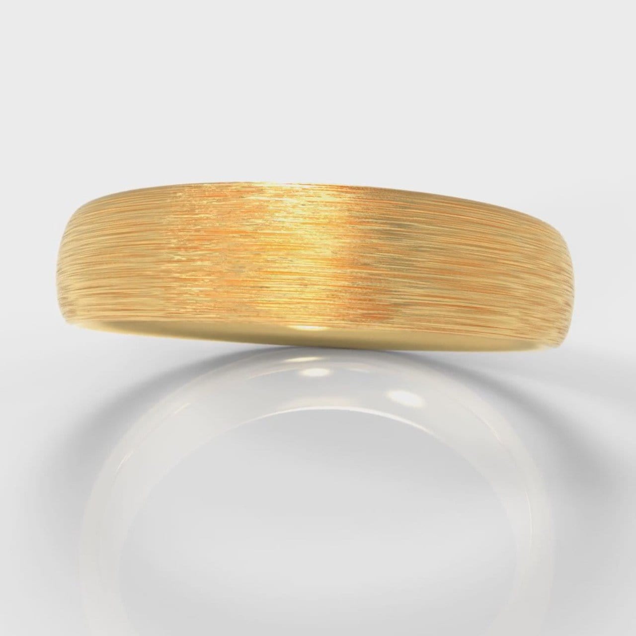 5mm Court Shaped Comfort Fit Brushed Wedding Ring - Yellow Gold