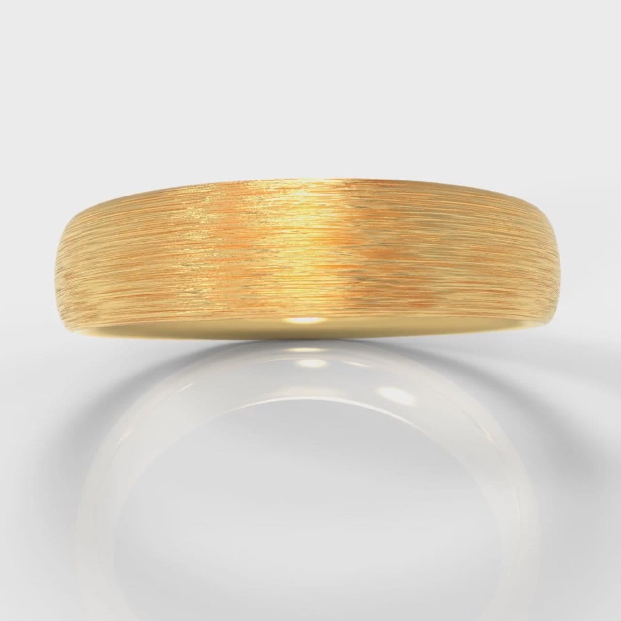 5mm Court Shaped Comfort Fit Brushed Wedding Ring - Yellow Gold