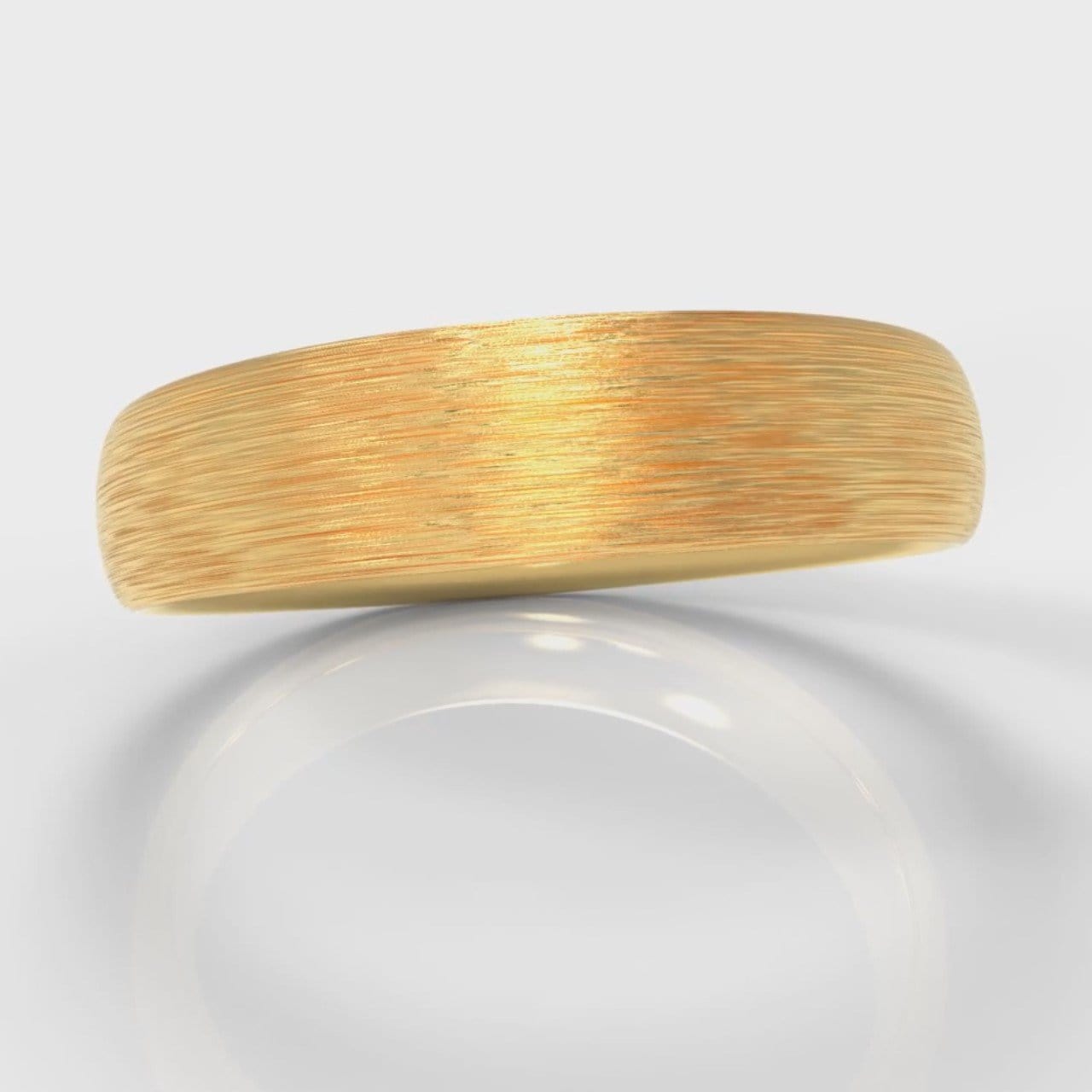 5mm Court Shaped Comfort Fit Brushed Wedding Ring - Yellow Gold