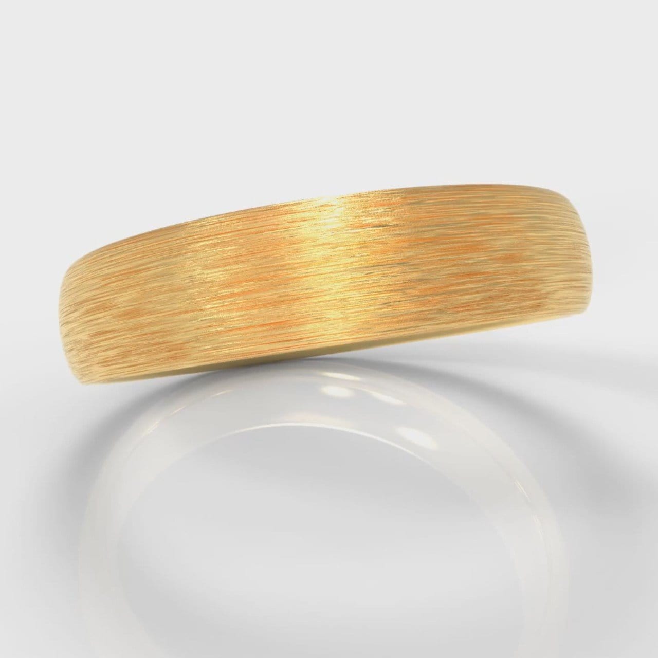 5mm Court Shaped Comfort Fit Brushed Wedding Ring - Yellow Gold