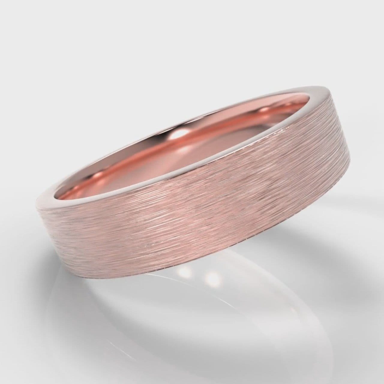 5mm Flat Top Comfort Fit Brushed Wedding Ring - Rose Gold