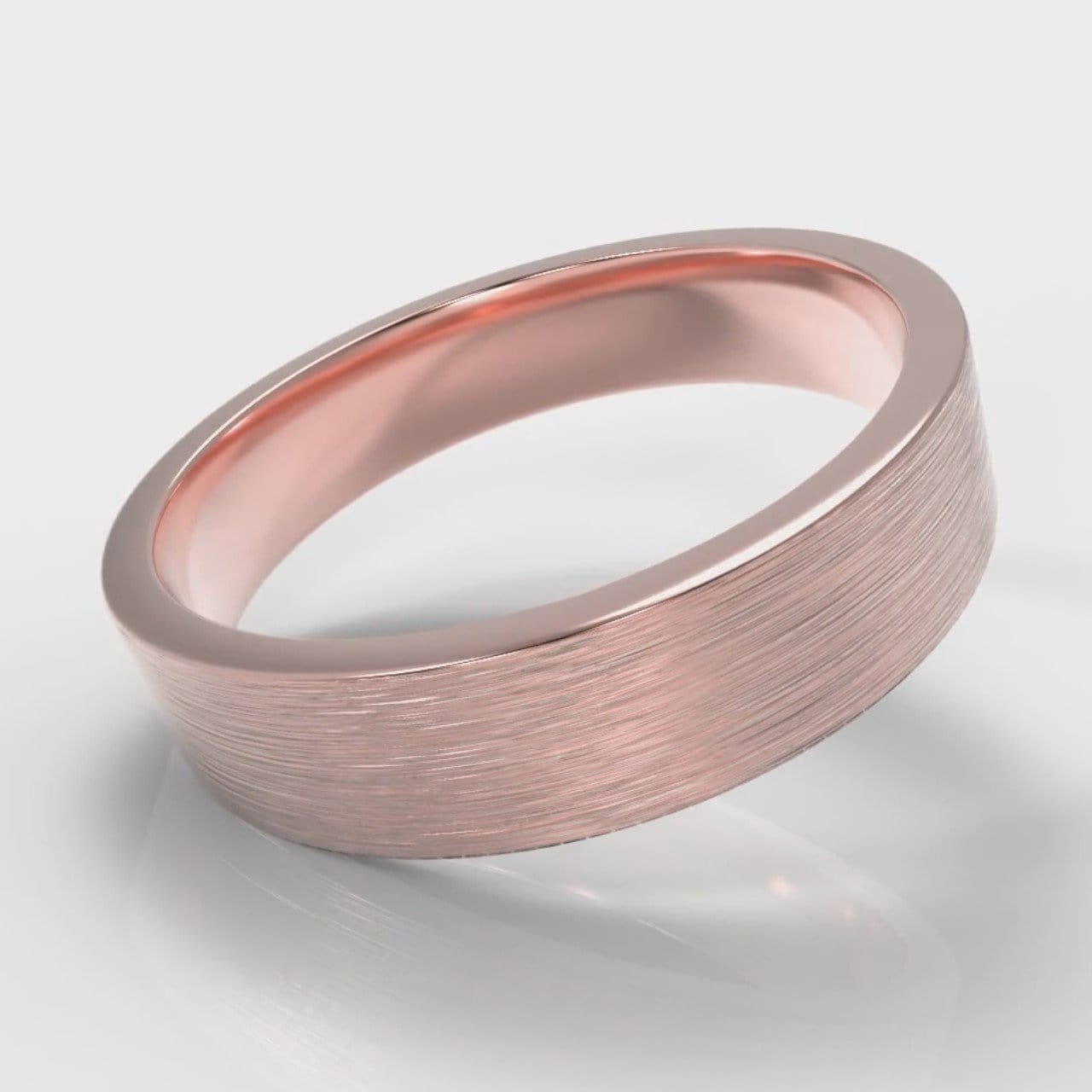 5mm Flat Top Comfort Fit Brushed Wedding Ring - Rose Gold