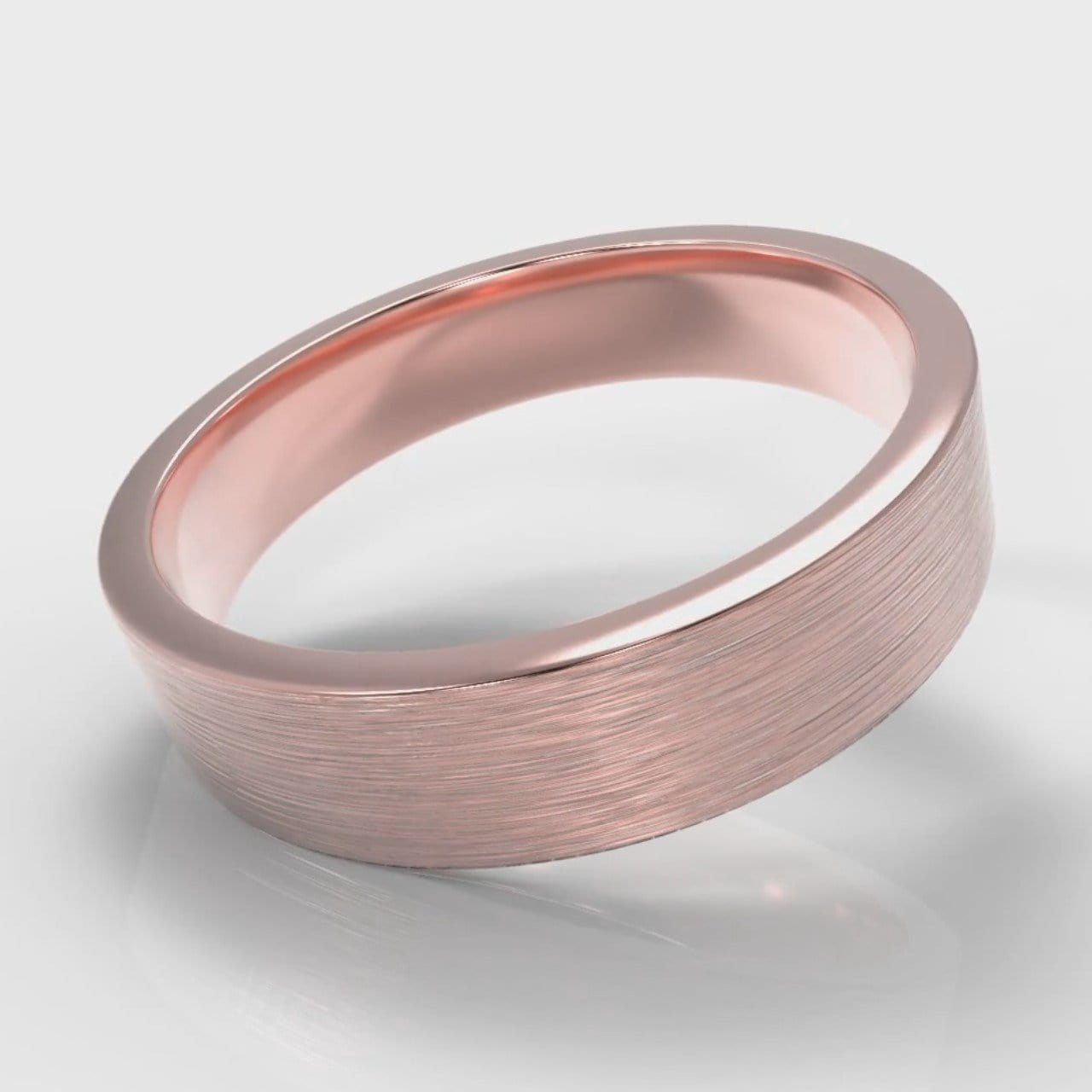 5mm Flat Top Comfort Fit Brushed Wedding Ring - Rose Gold
