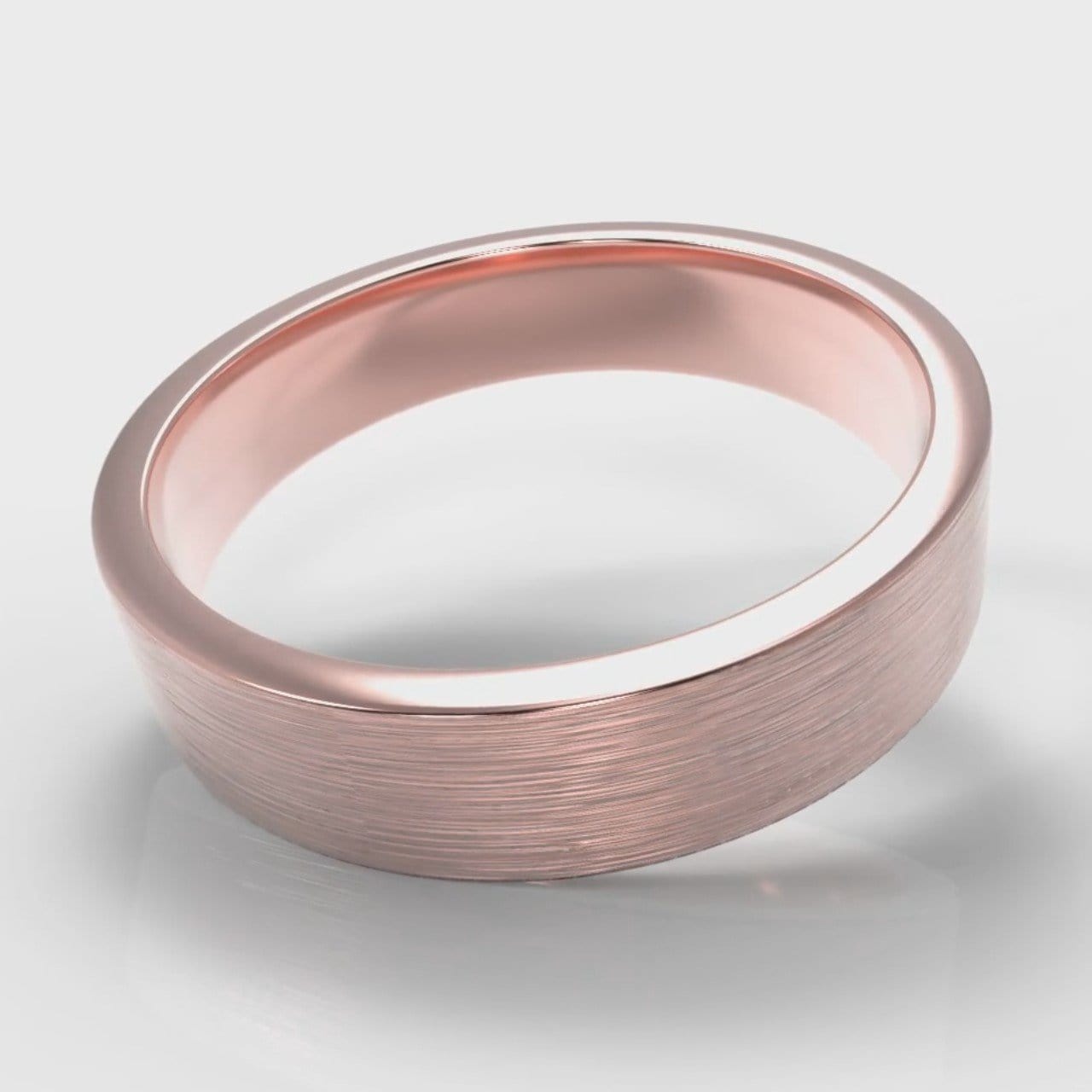 5mm Flat Top Comfort Fit Brushed Wedding Ring - Rose Gold