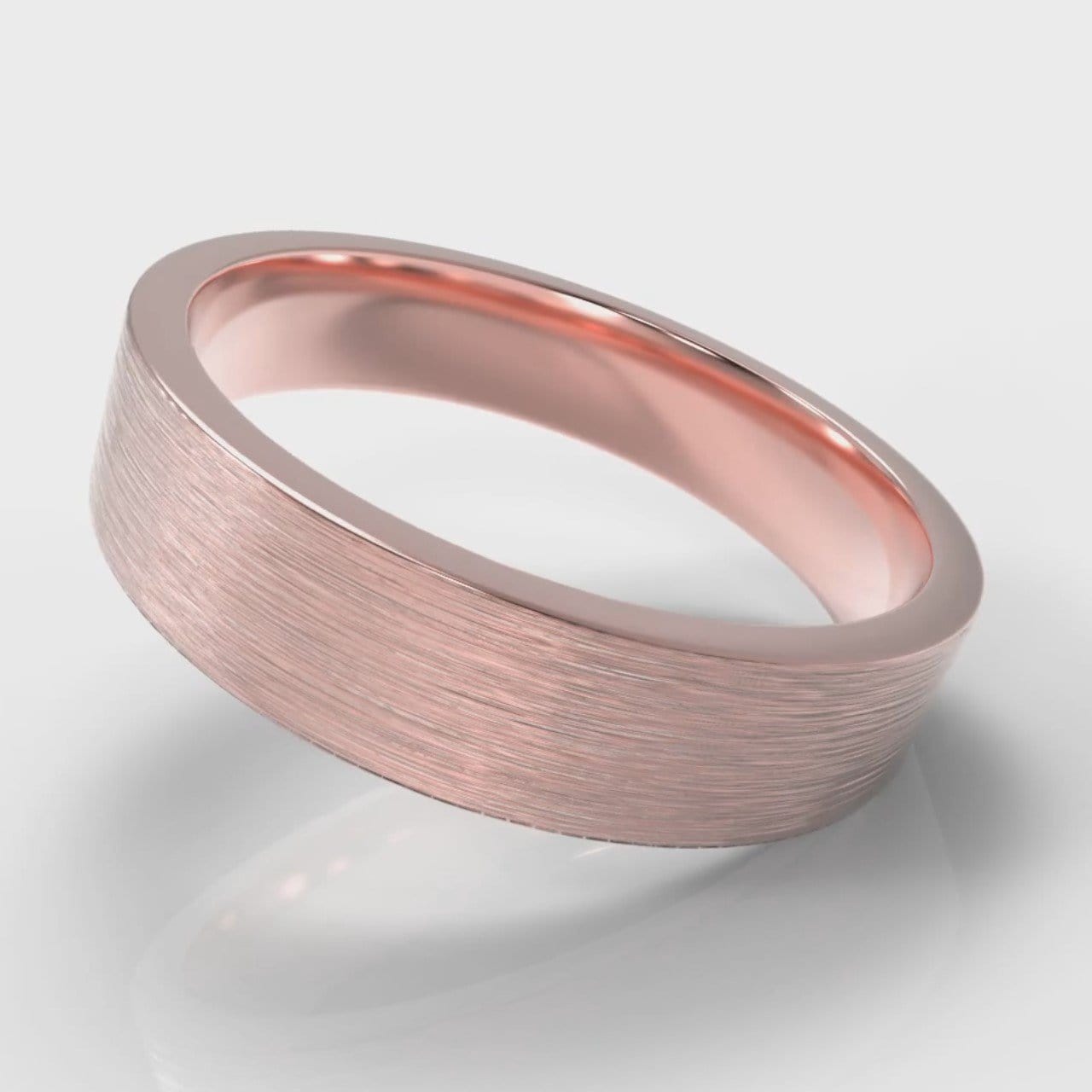 5mm Flat Top Comfort Fit Brushed Wedding Ring - Rose Gold