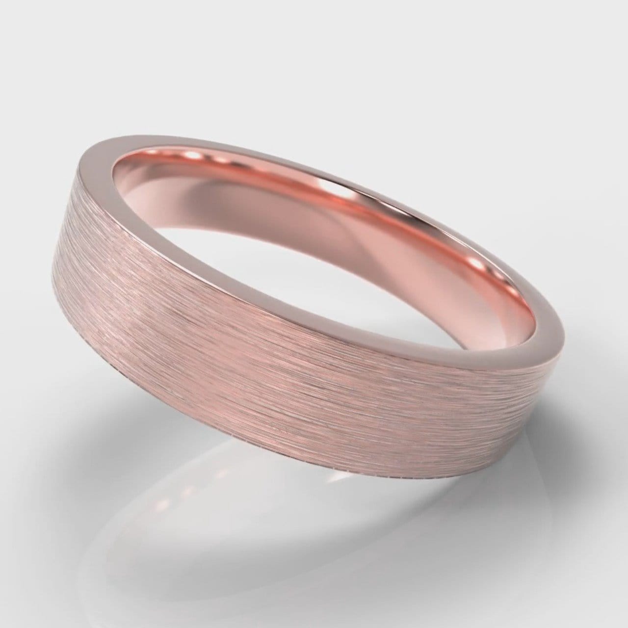 5mm Flat Top Comfort Fit Brushed Wedding Ring - Rose Gold