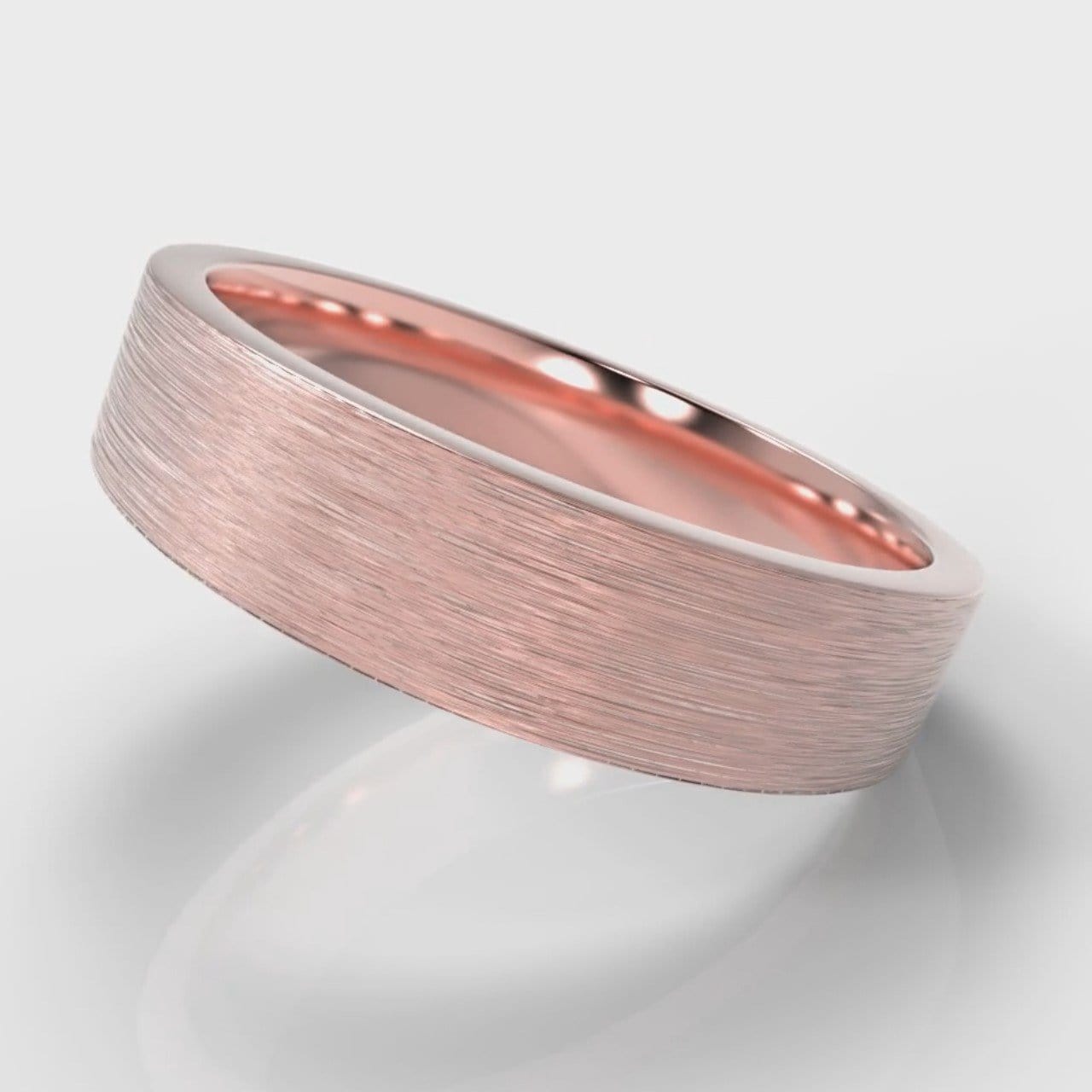 5mm Flat Top Comfort Fit Brushed Wedding Ring - Rose Gold