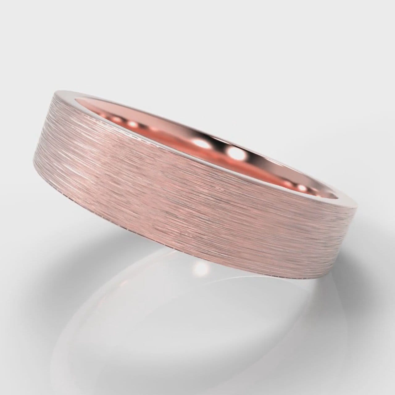 5mm Flat Top Comfort Fit Brushed Wedding Ring - Rose Gold