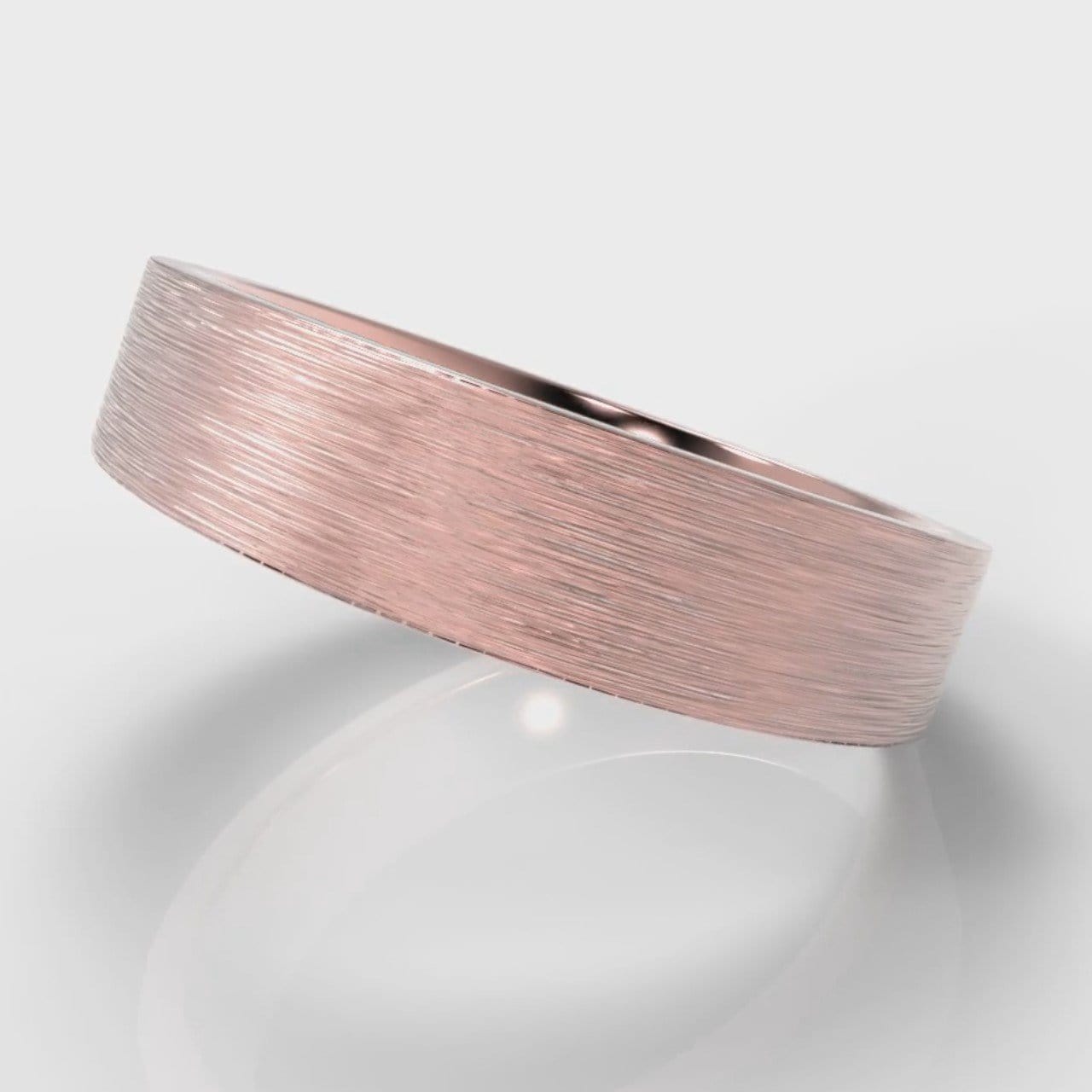 5mm Flat Top Comfort Fit Brushed Wedding Ring - Rose Gold