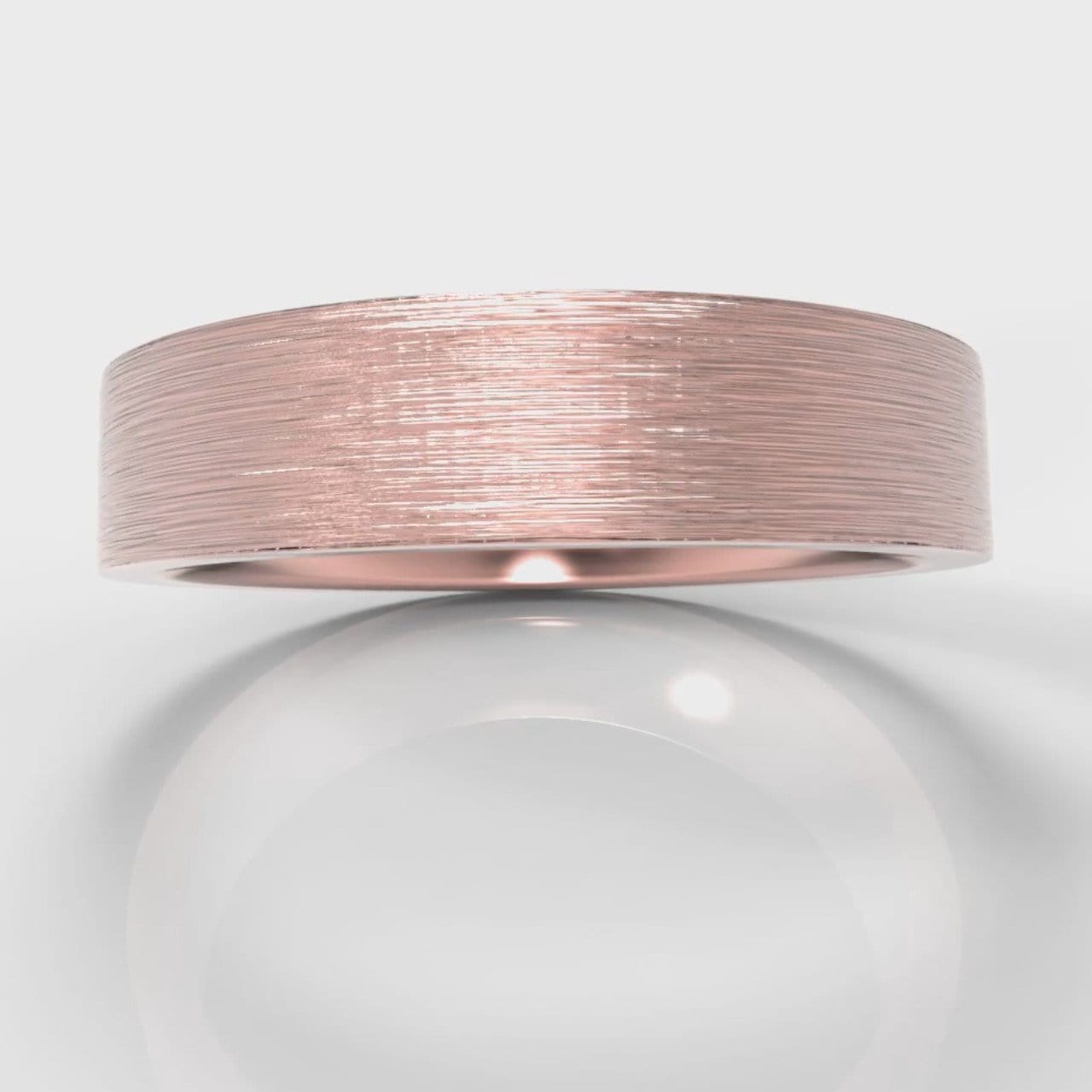 5mm Flat Top Comfort Fit Brushed Wedding Ring - Rose Gold