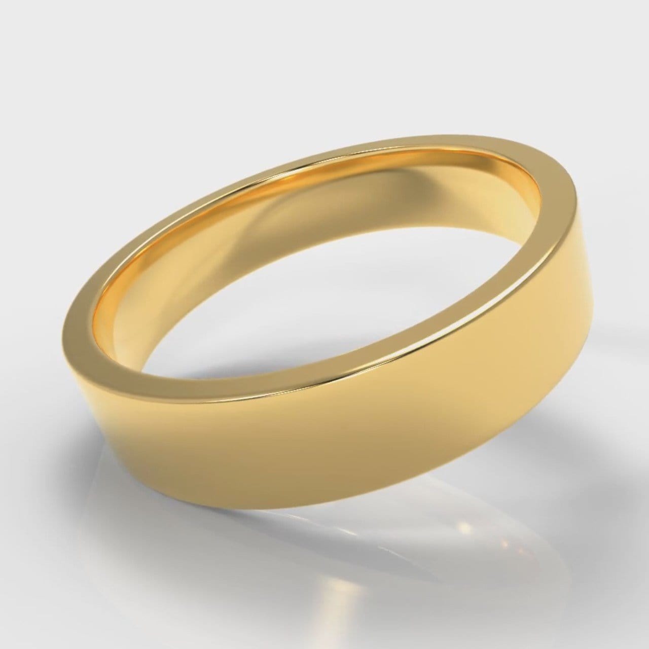 5mm Flat Top Comfort Fit Wedding Ring - Yellow Gold