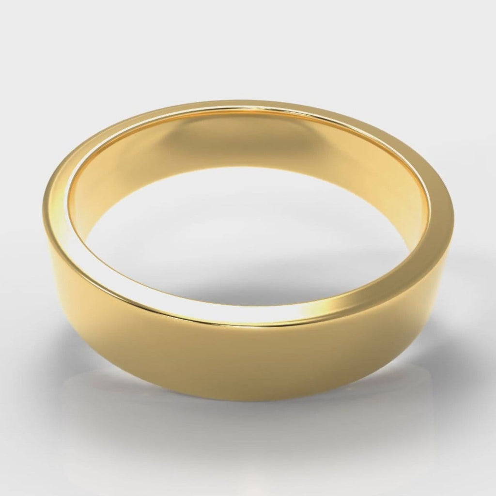 5mm Flat Top Comfort Fit Wedding Ring - Yellow Gold