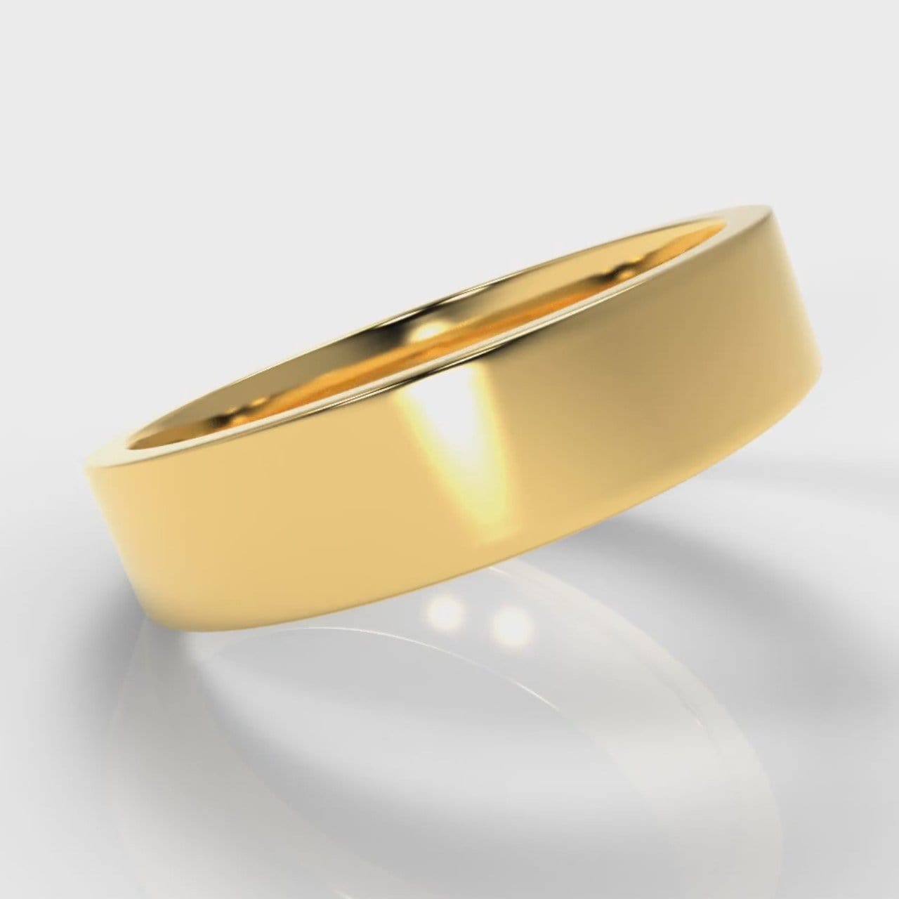 5mm Flat Top Comfort Fit Wedding Ring - Yellow Gold