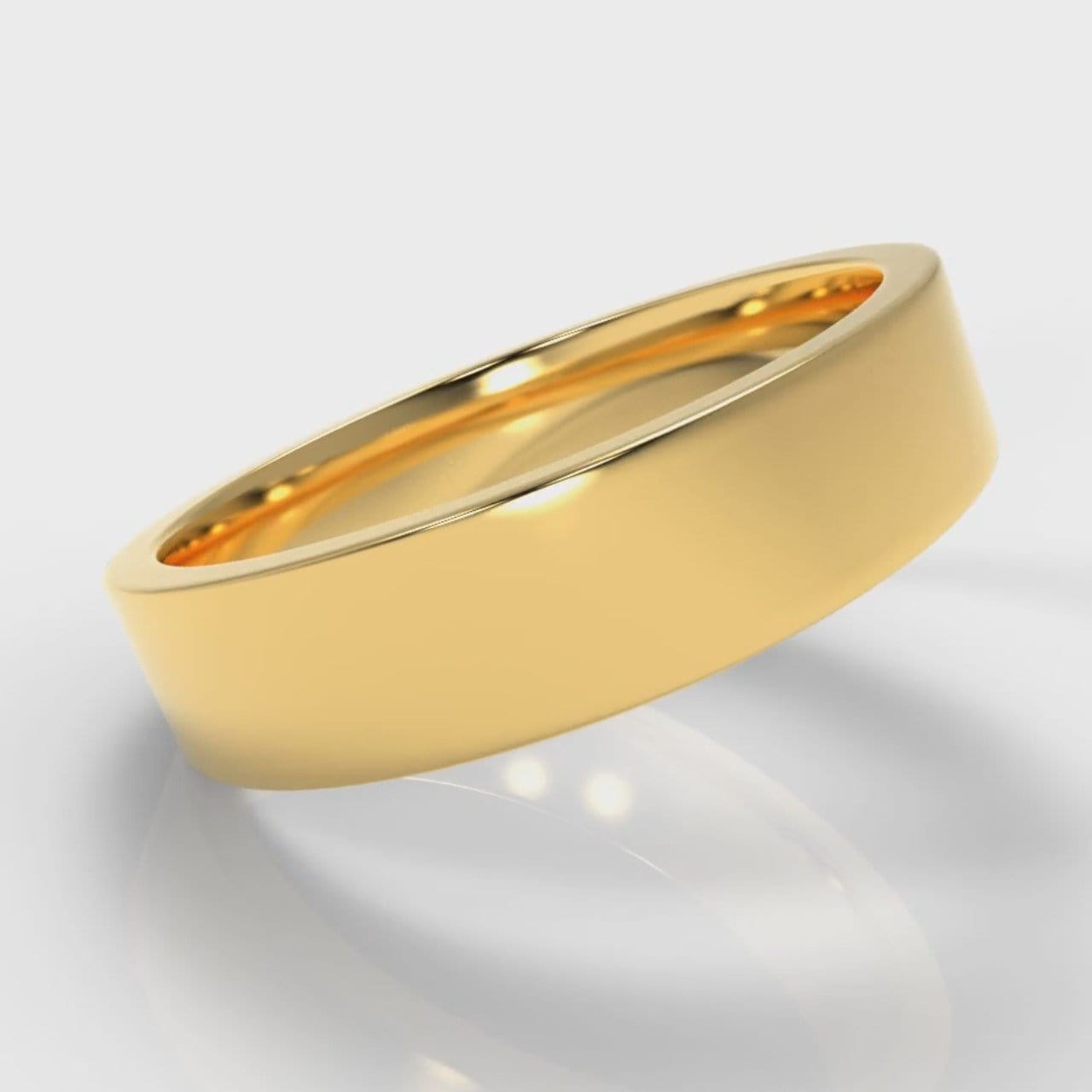 5mm Flat Top Comfort Fit Wedding Ring - Yellow Gold
