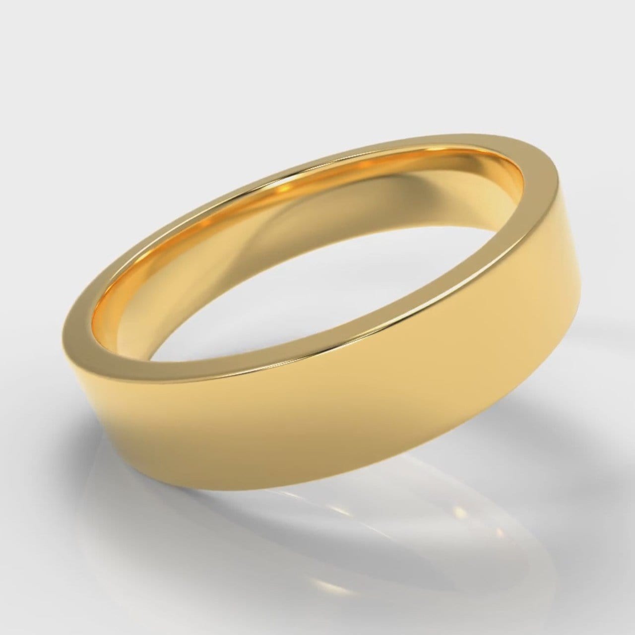 5mm Flat Top Comfort Fit Wedding Ring - Yellow Gold