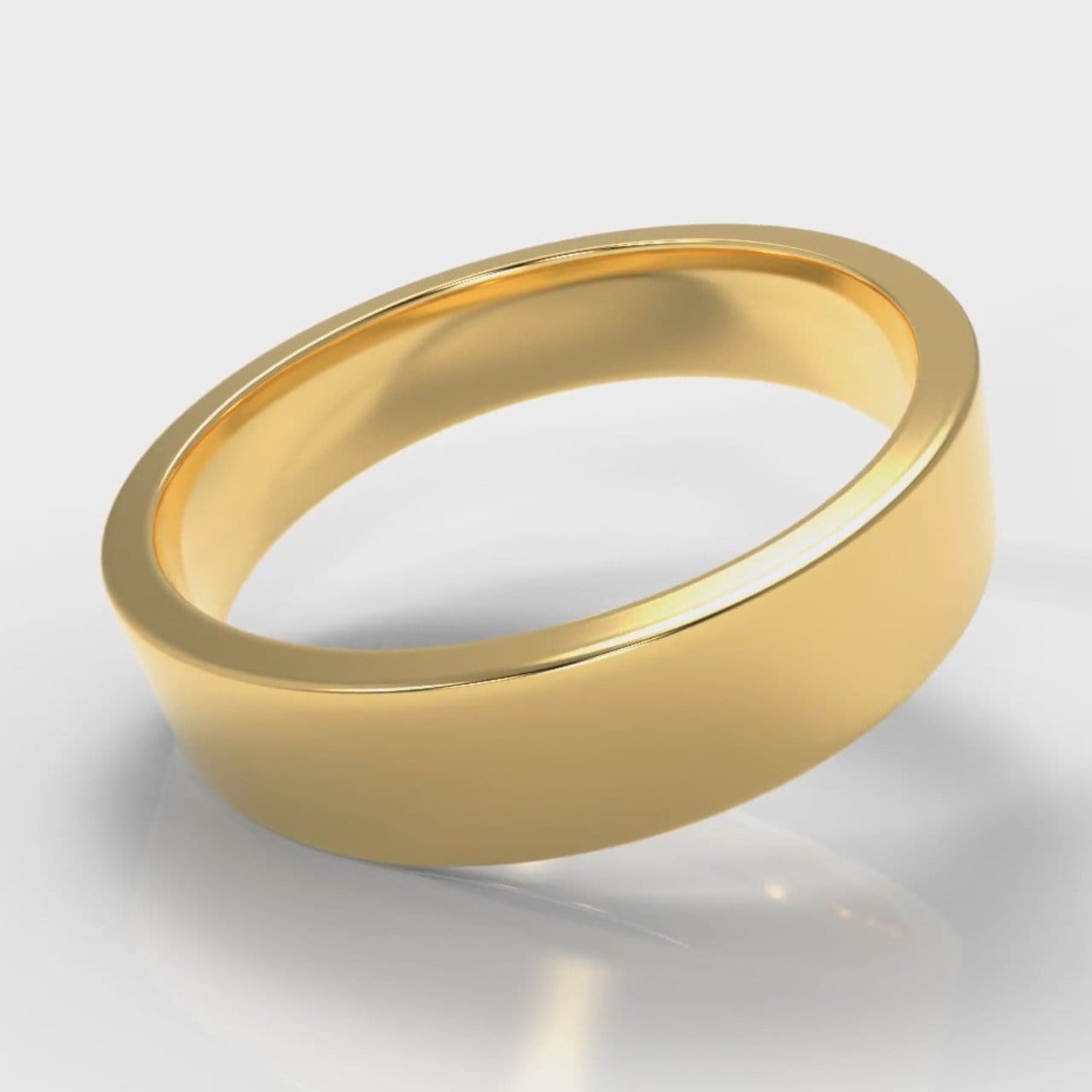 5mm Flat Top Comfort Fit Wedding Ring - Yellow Gold