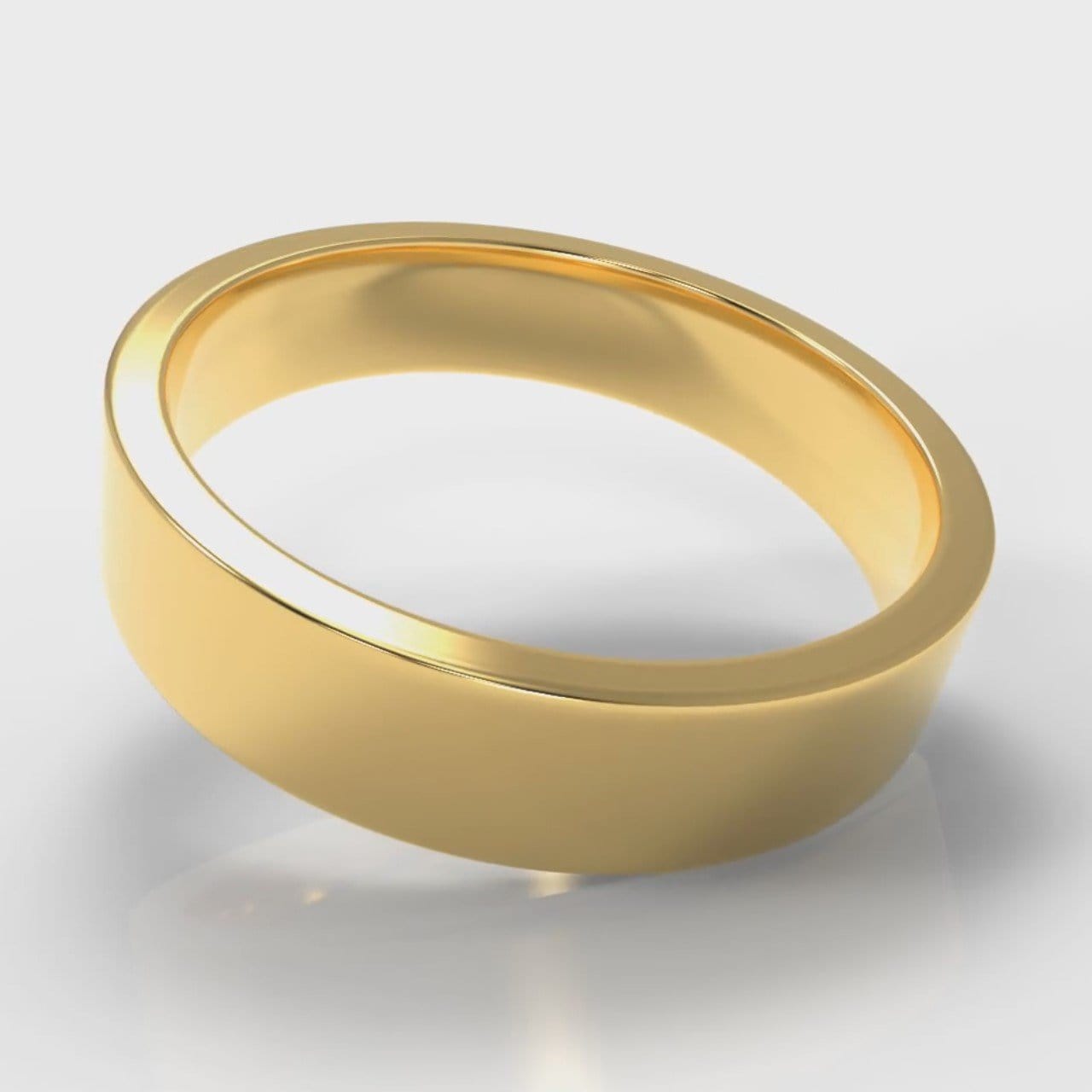 5mm Flat Top Comfort Fit Wedding Ring - Yellow Gold