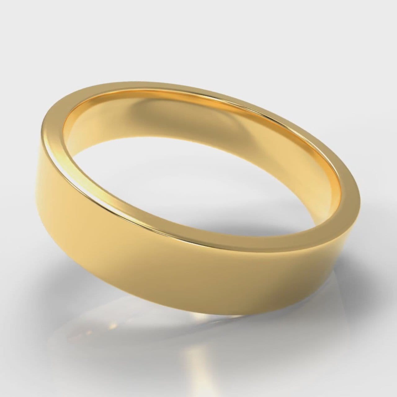 5mm Flat Top Comfort Fit Wedding Ring - Yellow Gold